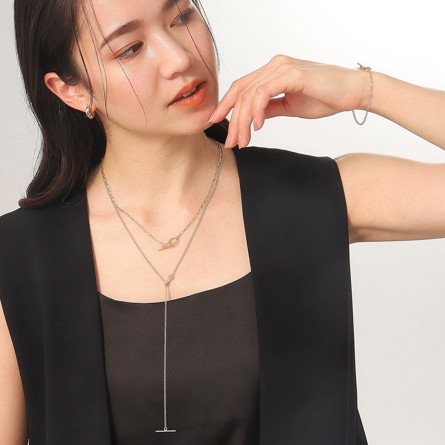 COCOSHNIK「K10ロングハーフラウンドダブルマンテル ブレスレット」|ブレスレット・バングル|