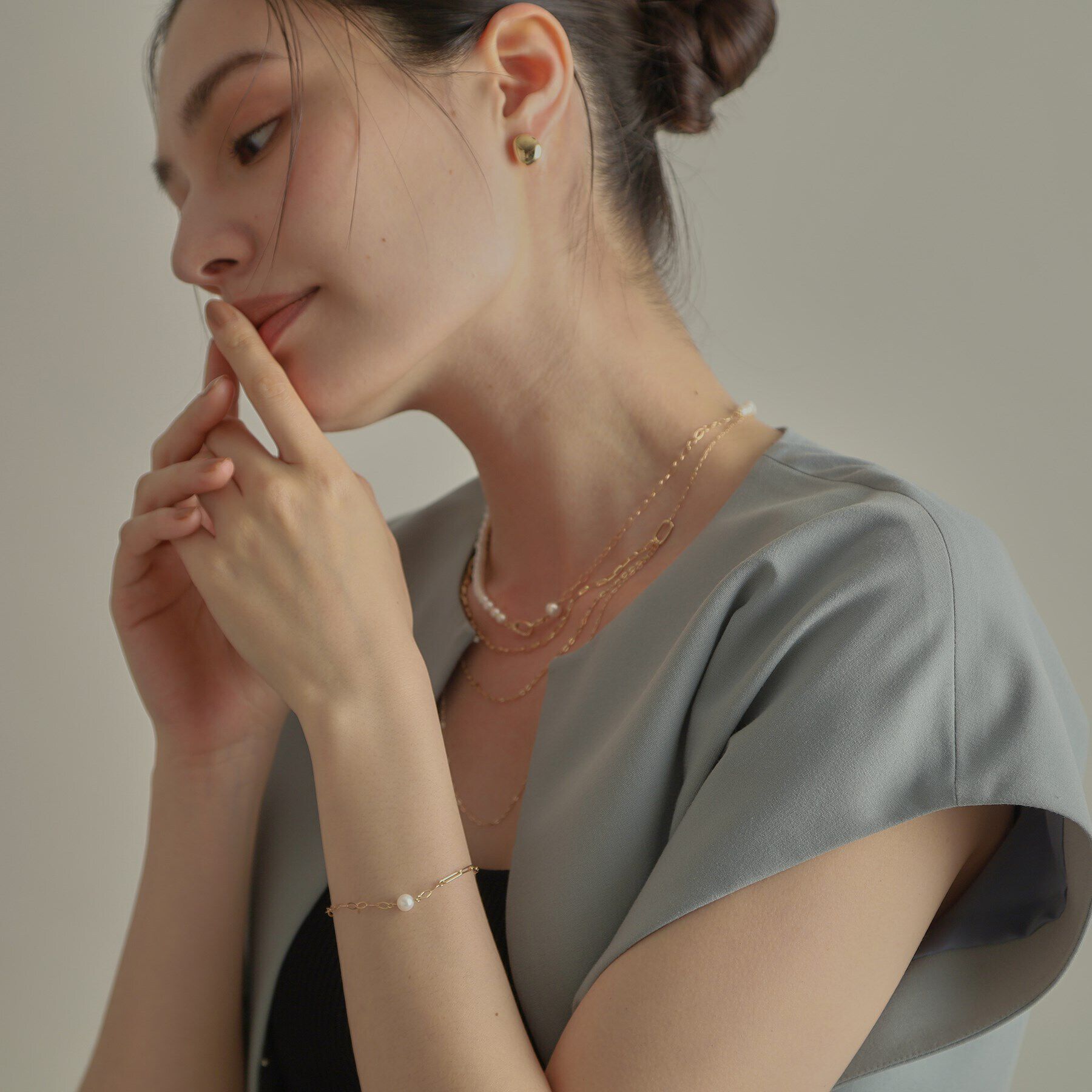 COCOSHNIK「K10パール PCチェーン ブレスレット」|ブレスレット・バングル|