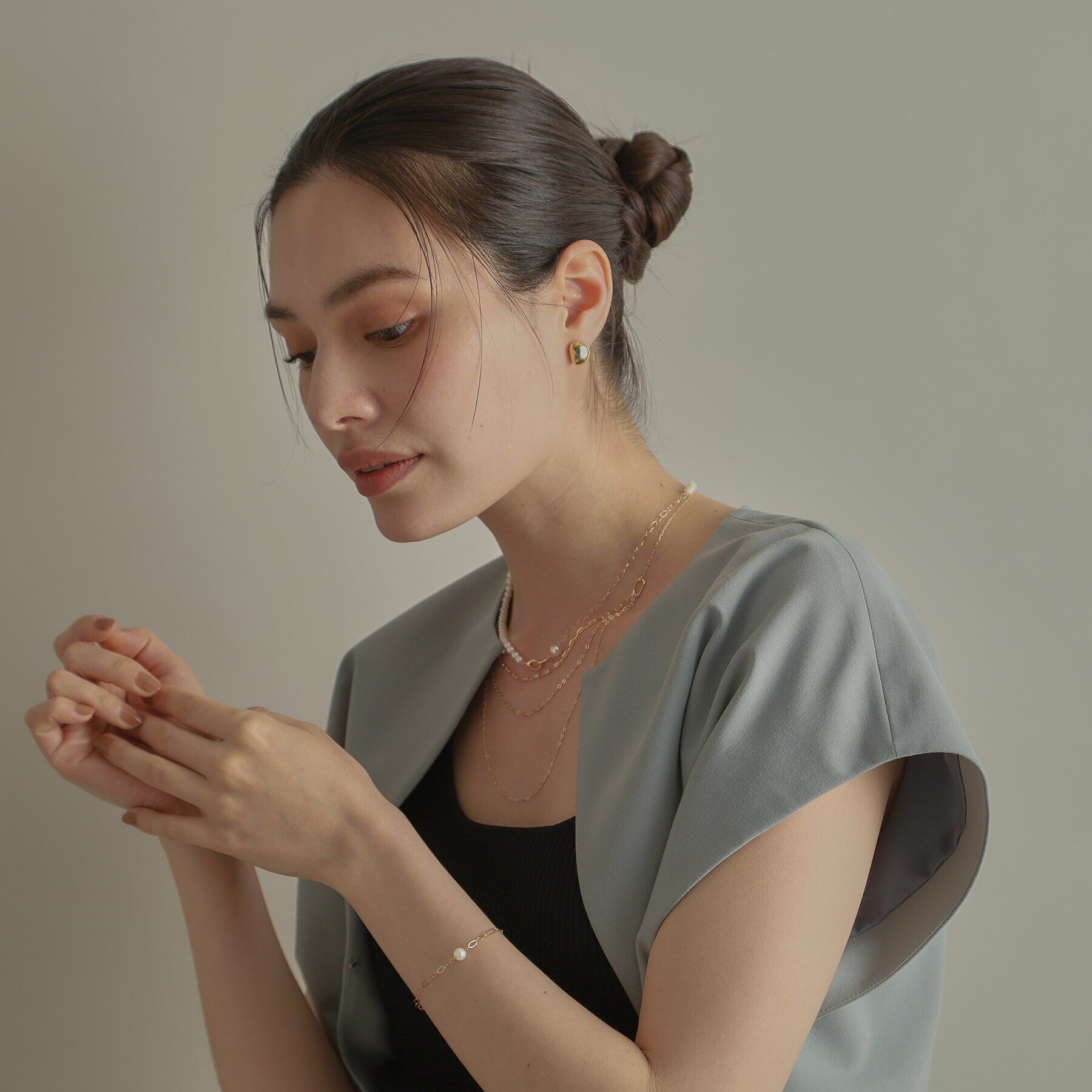 COCOSHNIK「K10パール PCチェーン ブレスレット」|ブレスレット・バングル|