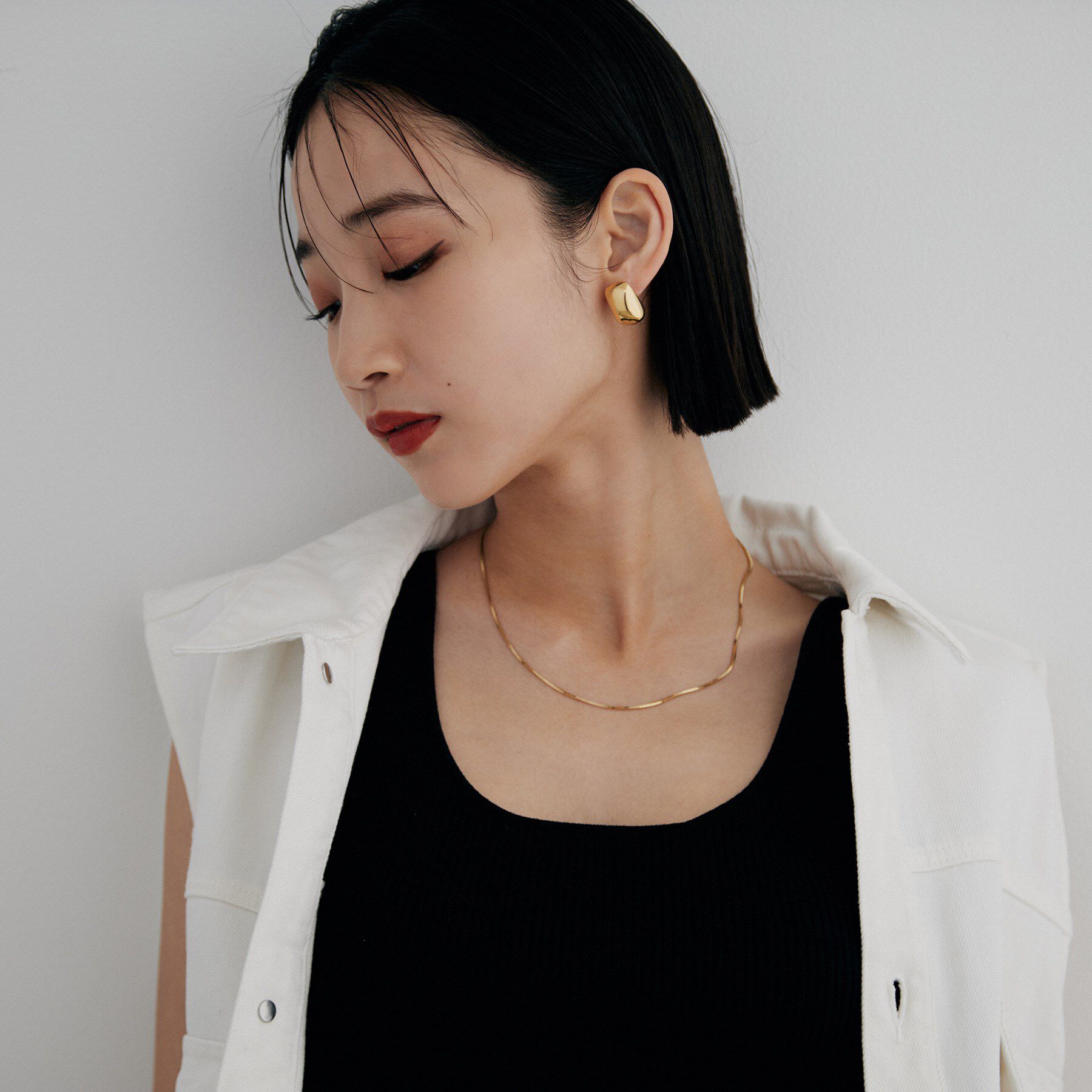 COCOSHNIK ONKITSCH「シルバー ホロウピアス ロングクッションシェイプ GP」|ピアス|