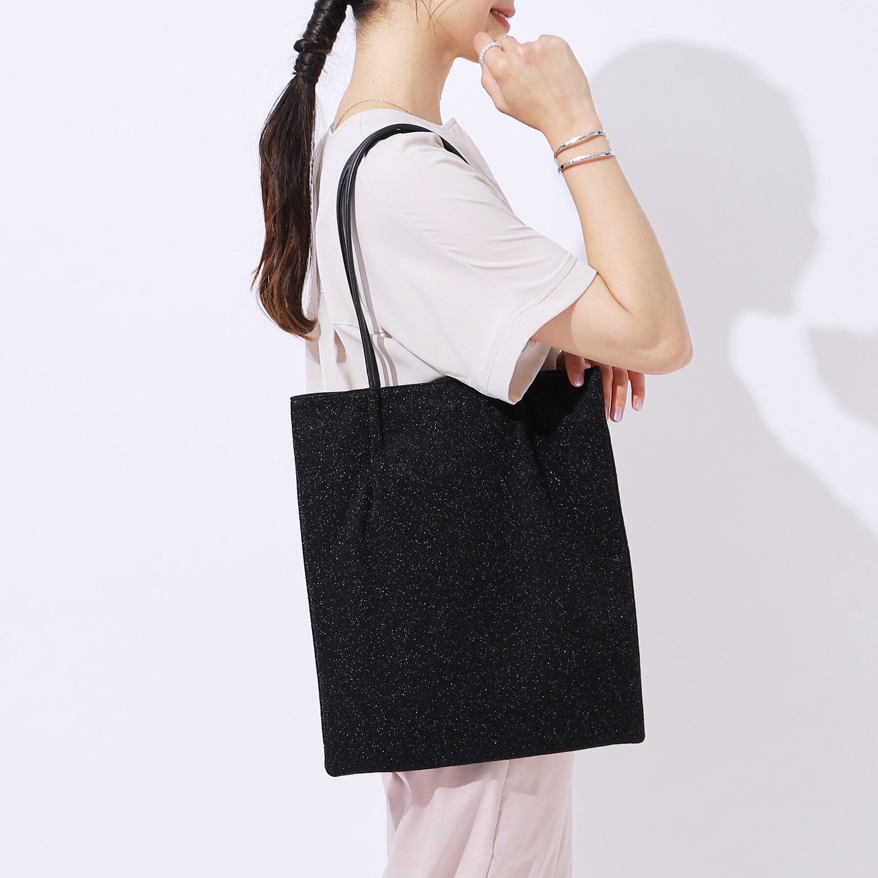 SHOO･LA･RUE「【A4】細ハンドルラメトートバッグ」|トートバッグ|