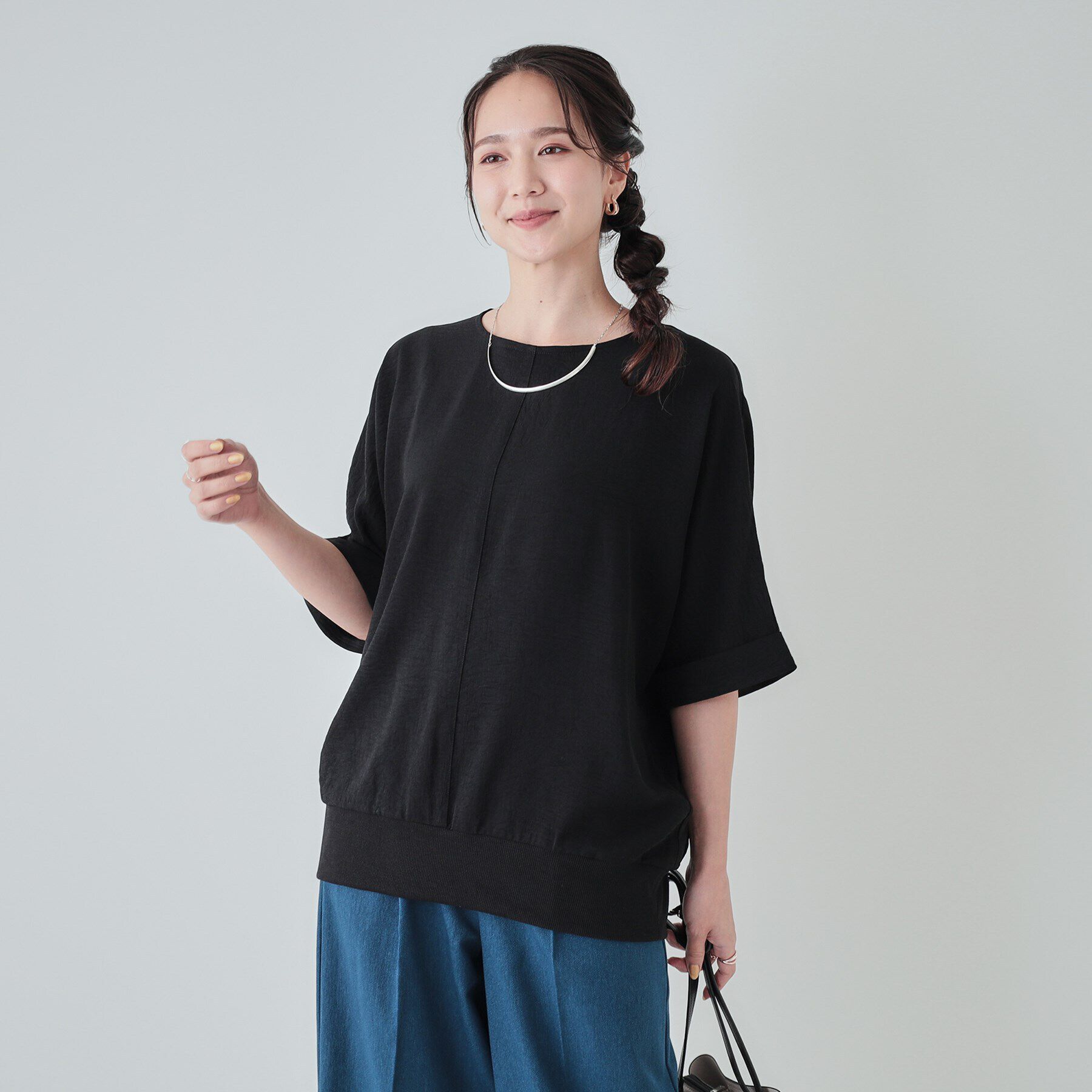 SHOO･LA･RUE「【洗える/UV/イージーケア】ドルマン 5分袖ブラウス」|シャツ・ブラウス|