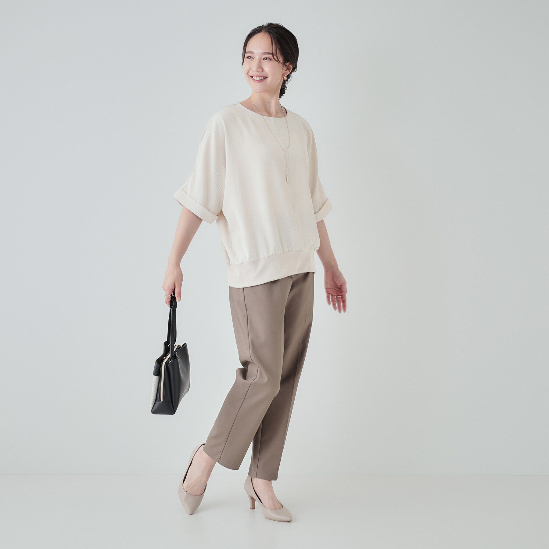 SHOO･LA･RUE「【洗える/UV/イージーケア】ドルマン 5分袖ブラウス」|シャツ・ブラウス|