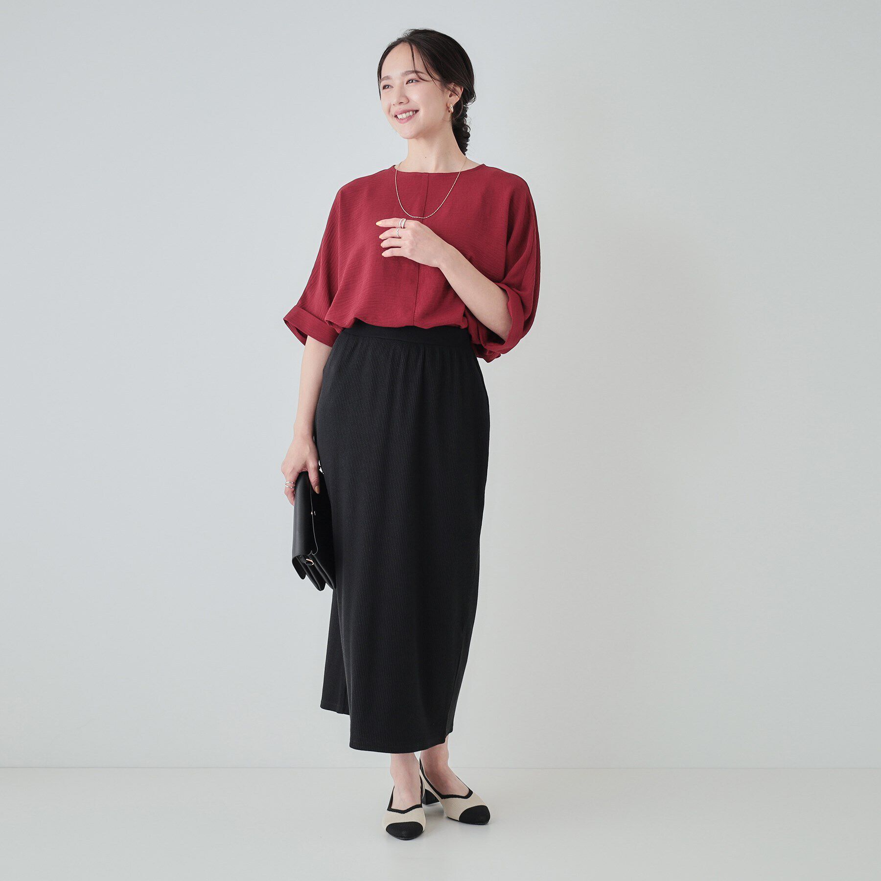 SHOO･LA･RUE「【洗える/UV/イージーケア】ドルマン 5分袖ブラウス」|シャツ・ブラウス|