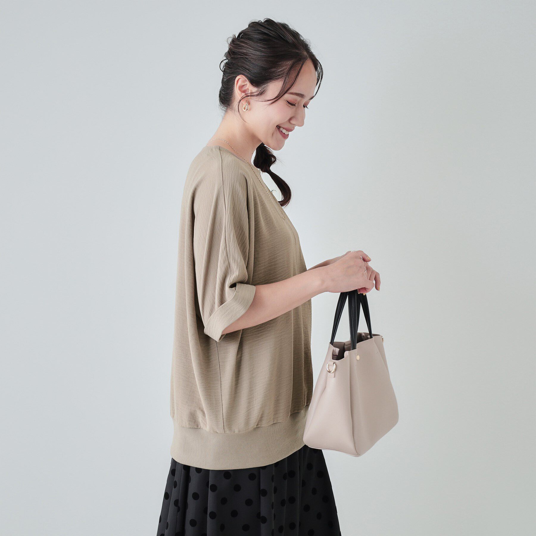 SHOO･LA･RUE「【洗える/UV/イージーケア】ドルマン 5分袖ブラウス」|シャツ・ブラウス|