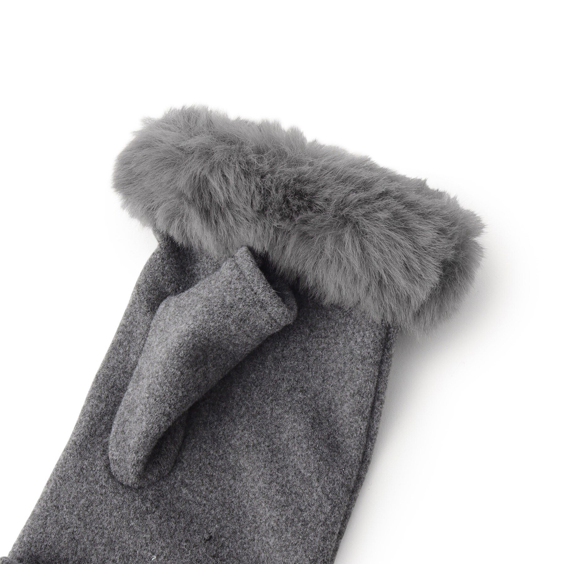 SHOO･LA･RUE「フィンガーレスファー&times;ジャージグローブ」|手袋|