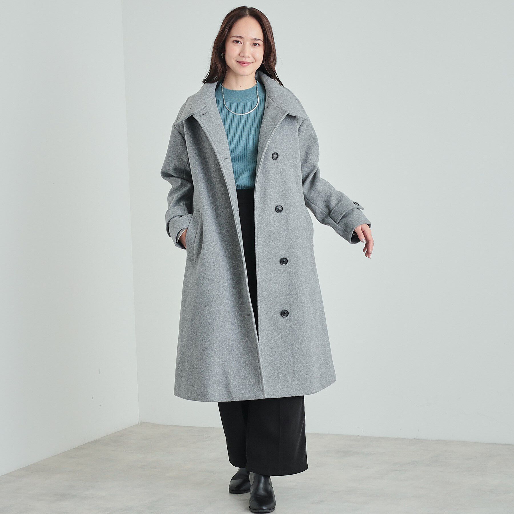 SHOO･LA･RUE「大人のお出かけスタイルに あったかウール調 スタンドカラーコート」|その他|