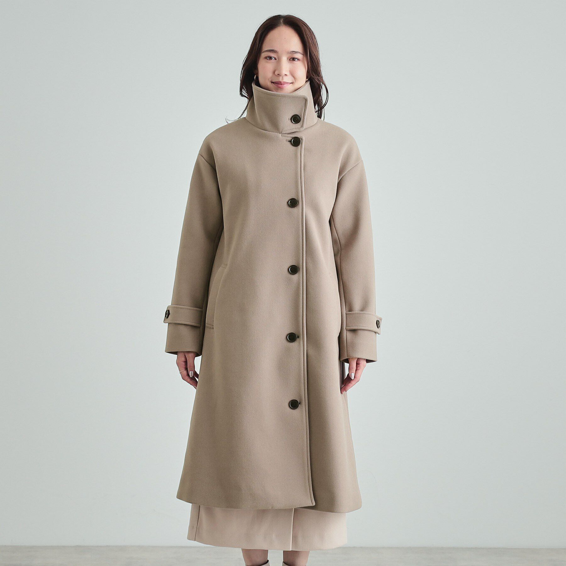 SHOO･LA･RUE「大人のお出かけスタイルに あったかウール調 スタンドカラーコート」|その他|