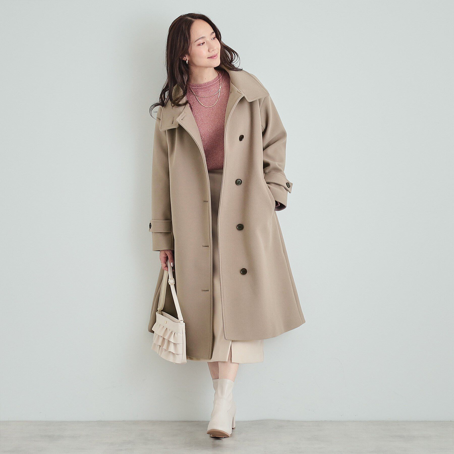 SHOO･LA･RUE「大人のお出かけスタイルに あったかウール調 スタンドカラーコート」|その他|