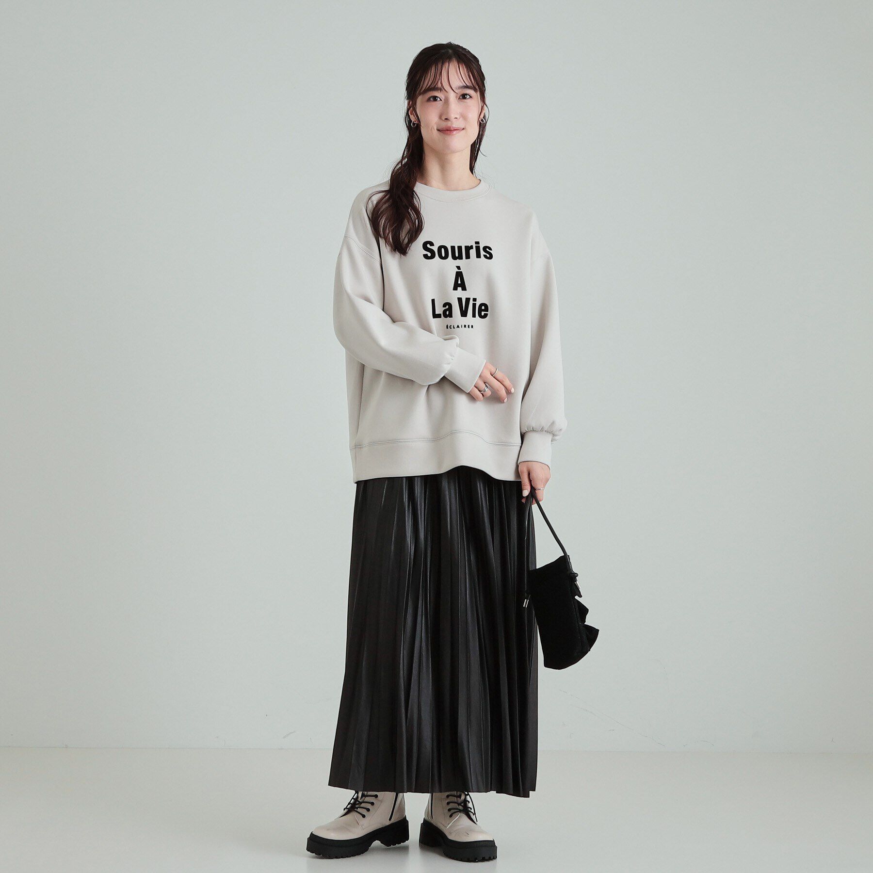 SHOO･LA･RUE「微光沢で華やか レザー調プリーツスカート」|スカート|