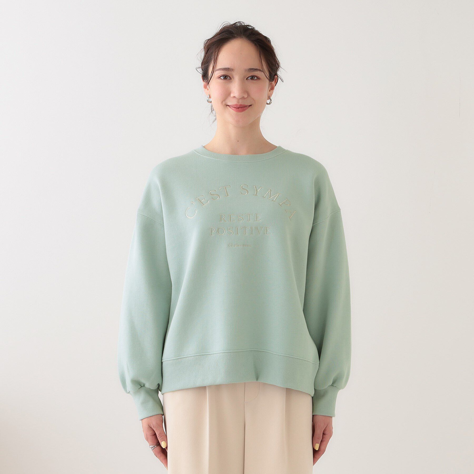 SHOO･LA･RUE「【S-LL】ロゴ刺繍で大人っぽく 裏起毛トップス」|Tシャツ・カットソー|