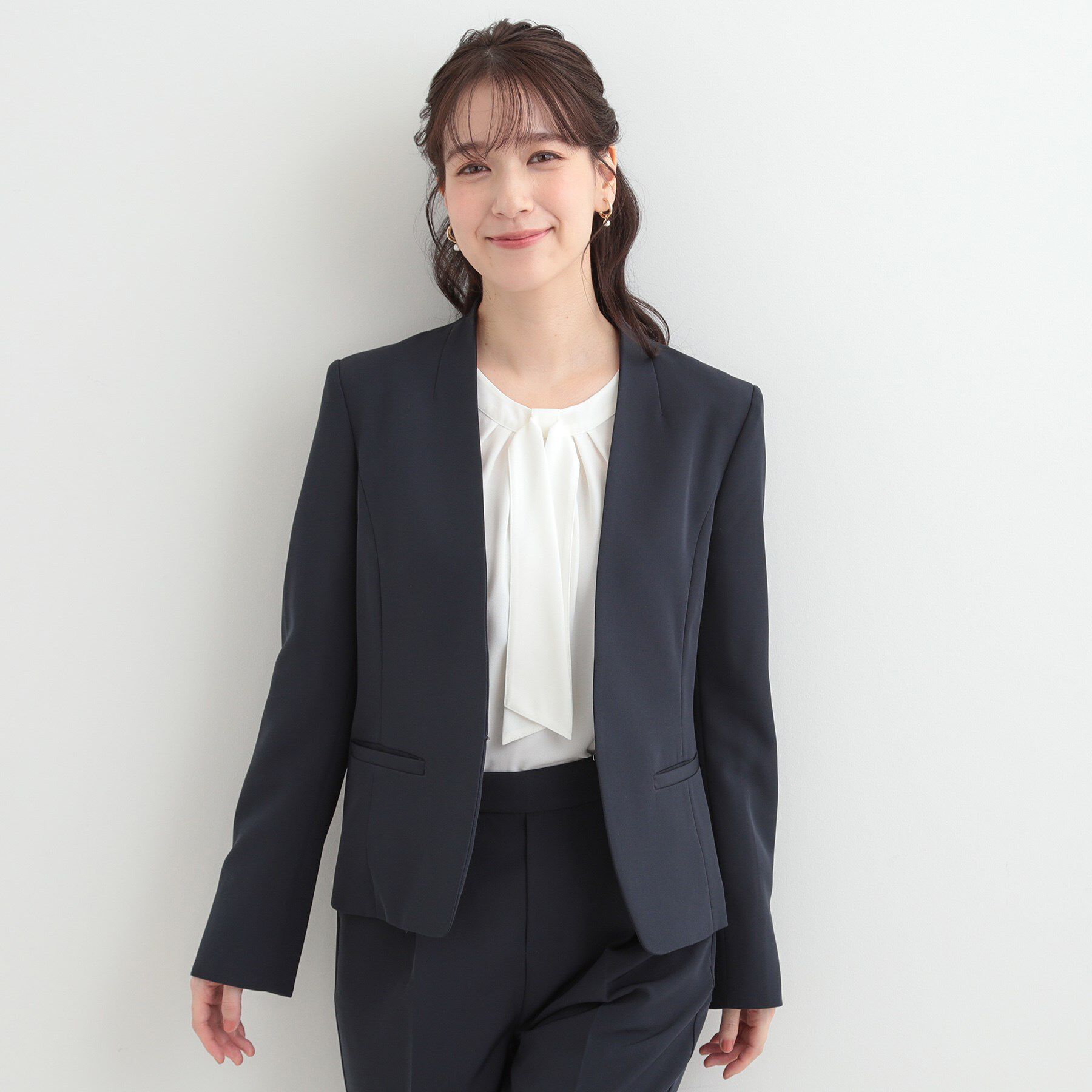 SHOO･LA･RUE「【3点スーツセット/洗濯機可】時短で好印象 セットアップ+ブラウス」|スーツ|