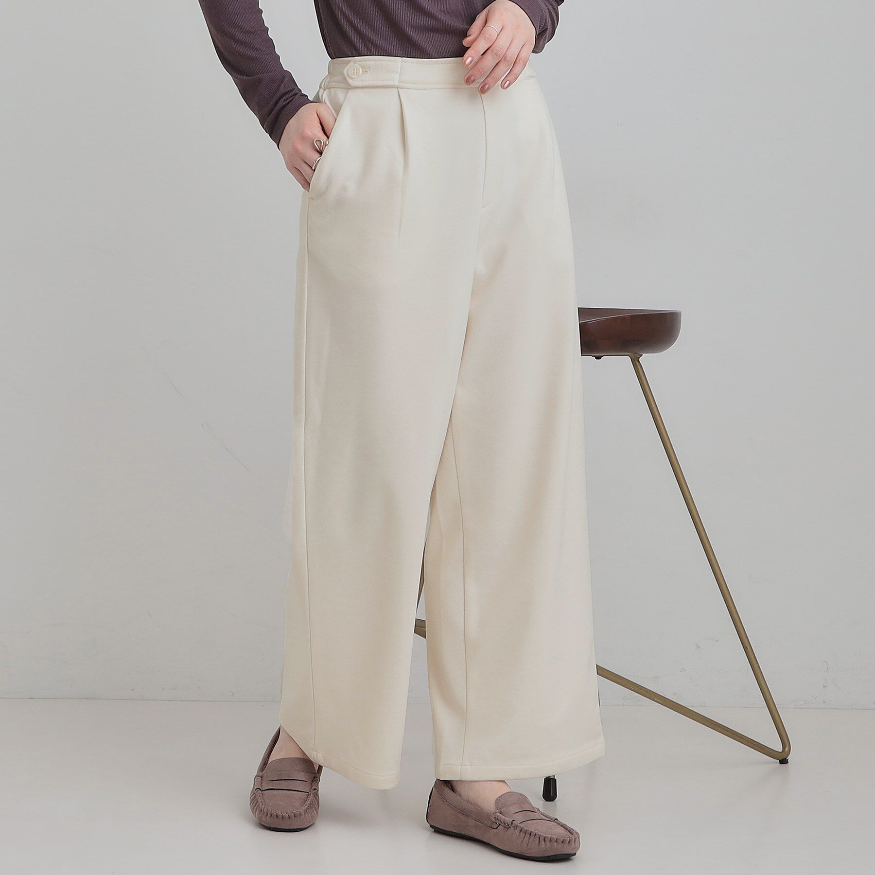 SHOO･LA･RUE「あったかカットツイルワイドパンツ」|その他|オフホワイト(003