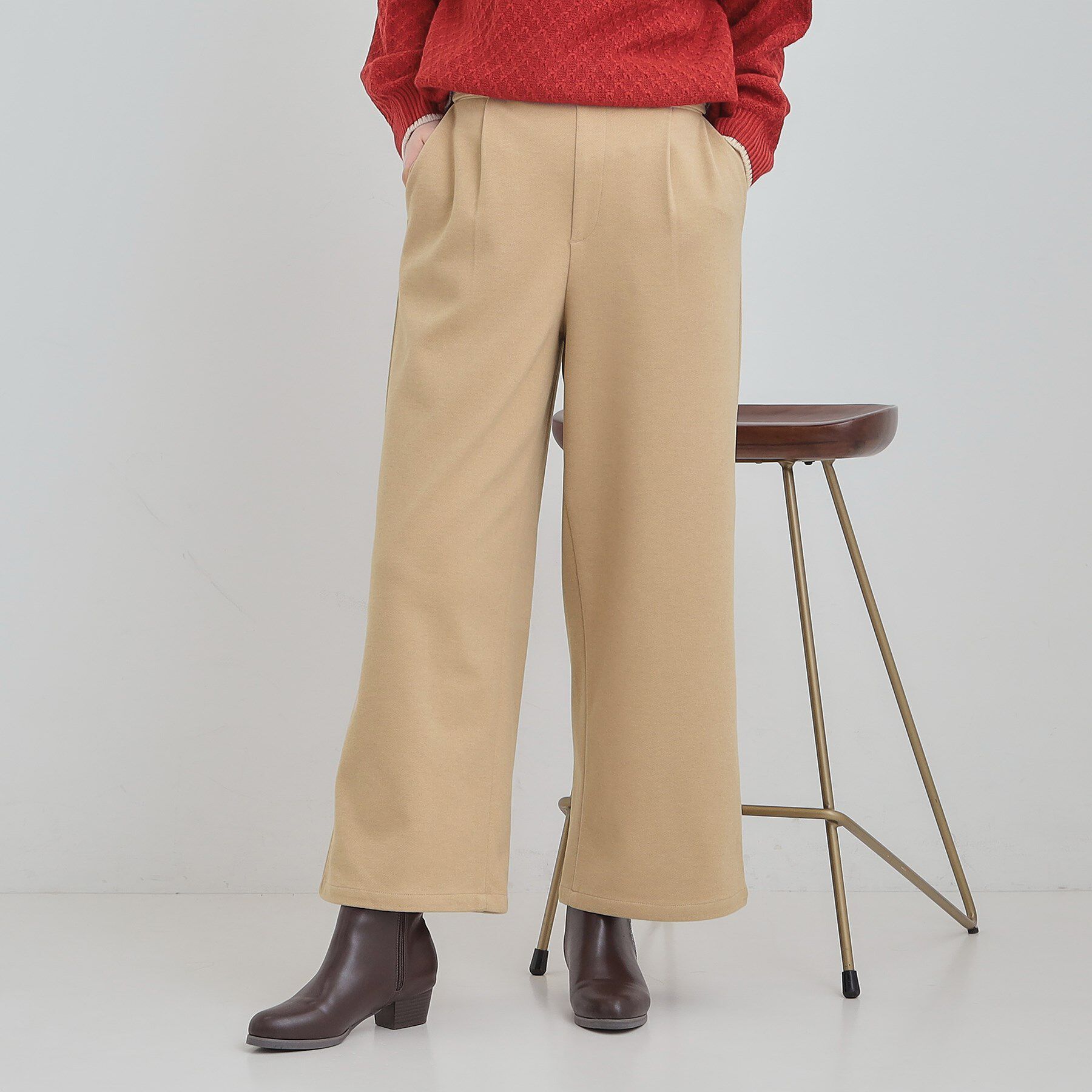 SHOO･LA･RUE「あったかカットツイルワイドパンツ」|その他|ベージュ(052)