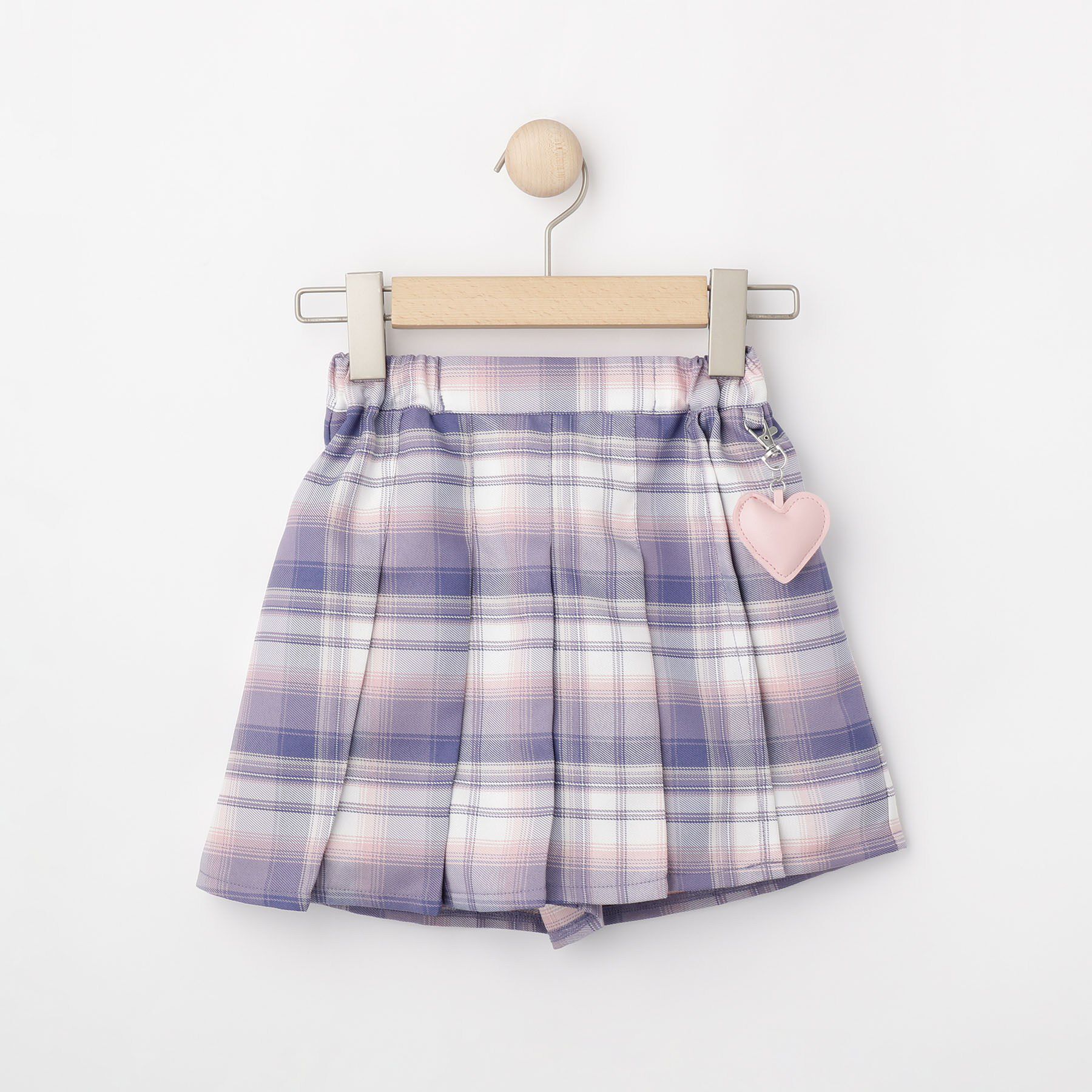 SHOO･LA･RUE「【100-150cm】チェックスカパン」|スカート|ラベンダー(280)
