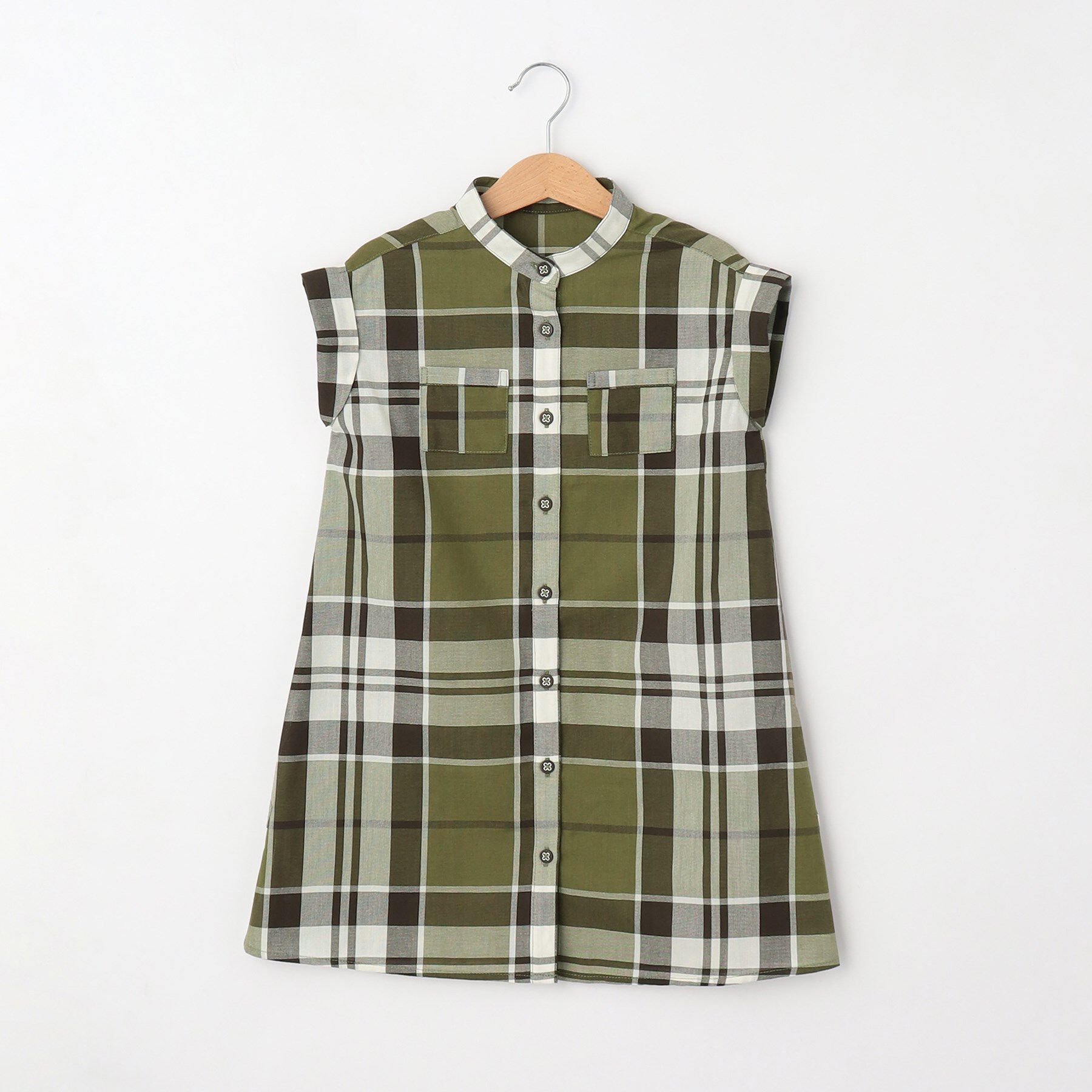Dessin「【リンクコーデ】チェック柄シャツワンピース」|ワンピース|オリーブグリーン(2