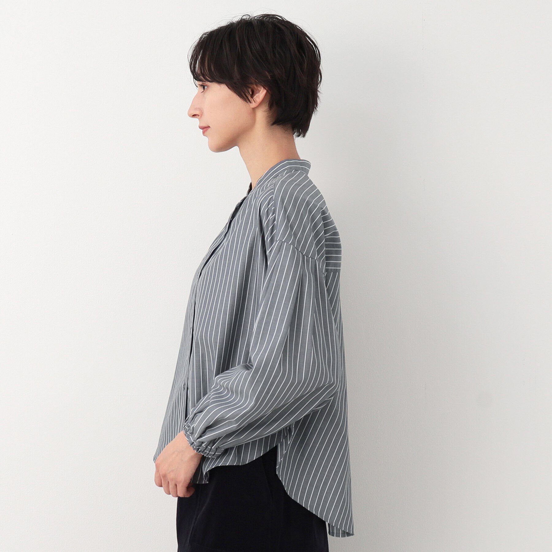 Dessin「【洗える】バルーンスリーブバンドカラーシャツ（XS～L）」|シャツ・ブラウス|