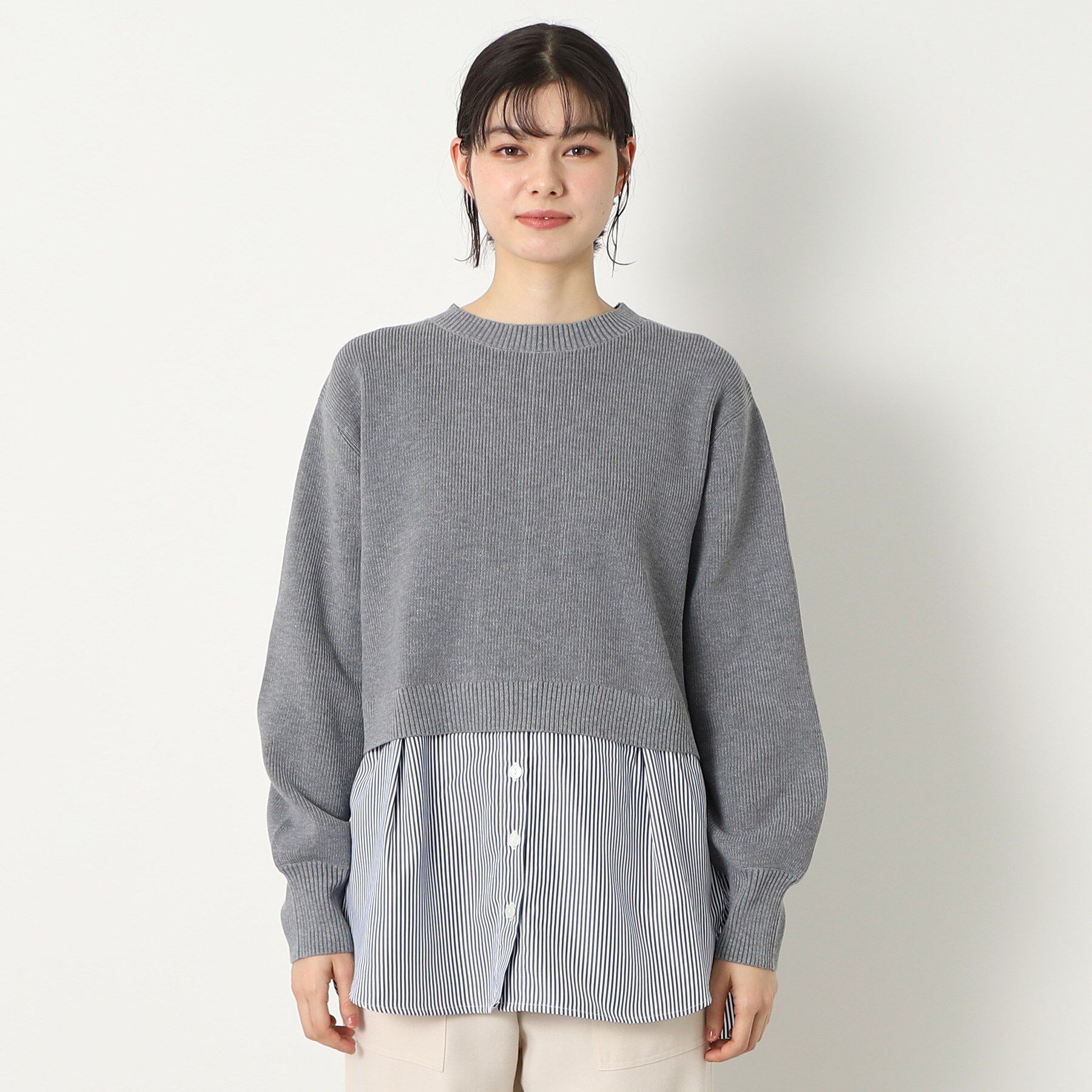 Dessin「【洗える】シャツレイヤード風ニット」|ニット・セーター|