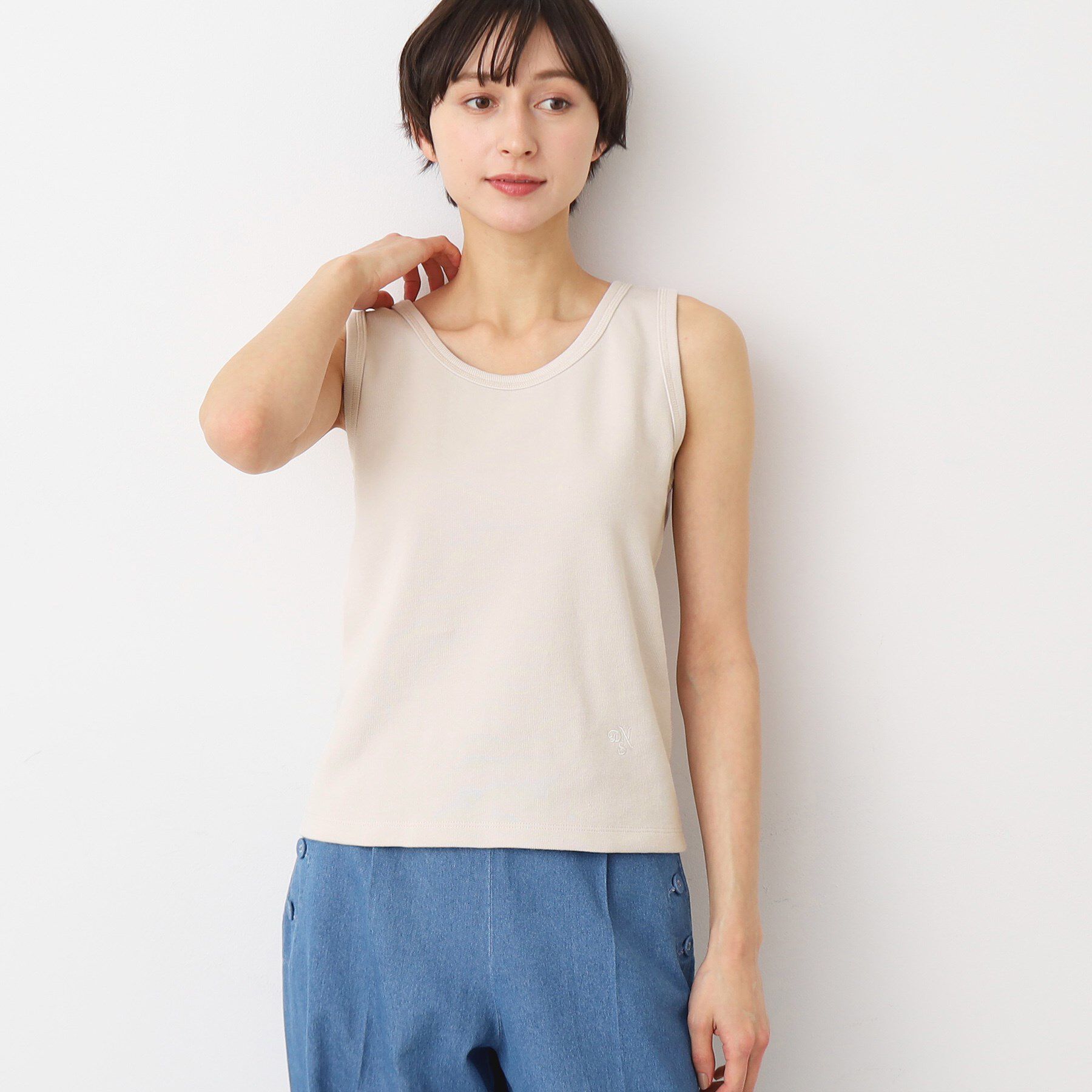 Dessin「【洗える】リブタンクトップ（S～L）」|キャミソール|グレージュ(050)