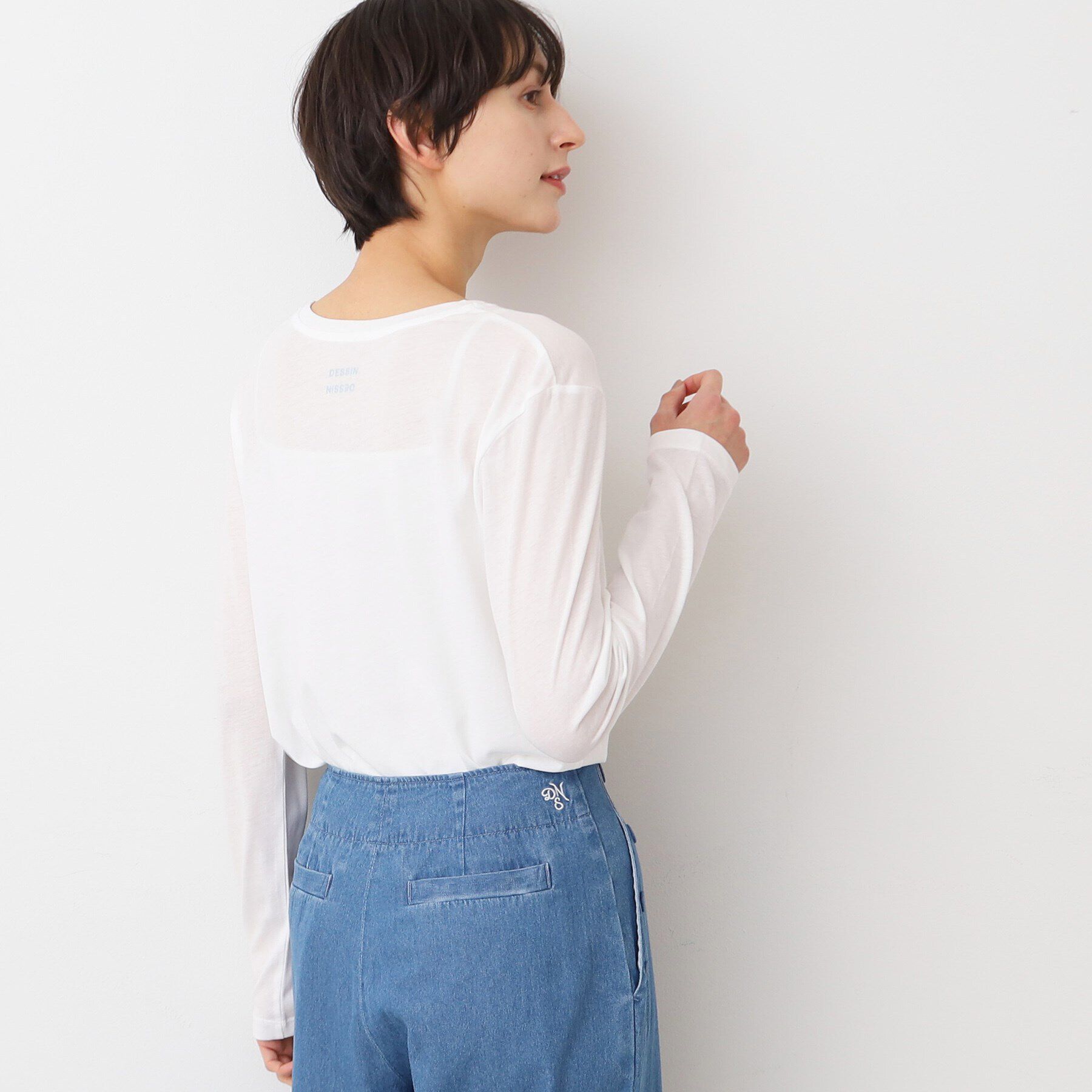 Dessin「【洗える】クルーネックシースルーロンT」|Tシャツ・カットソー|