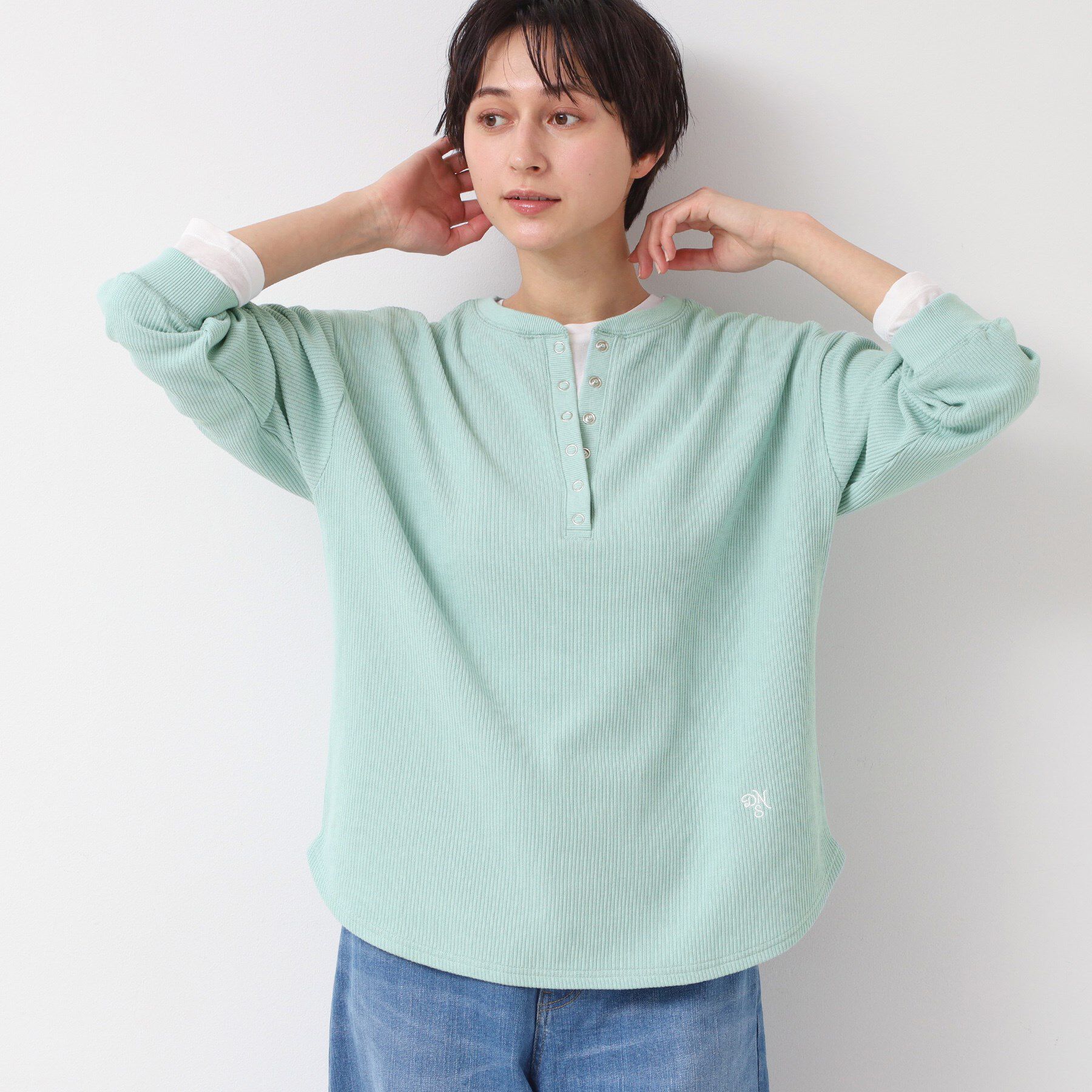 Dessin「【洗える】ヘンリーネックカットソー」|Tシャツ・カットソー|ミントグリーン(02