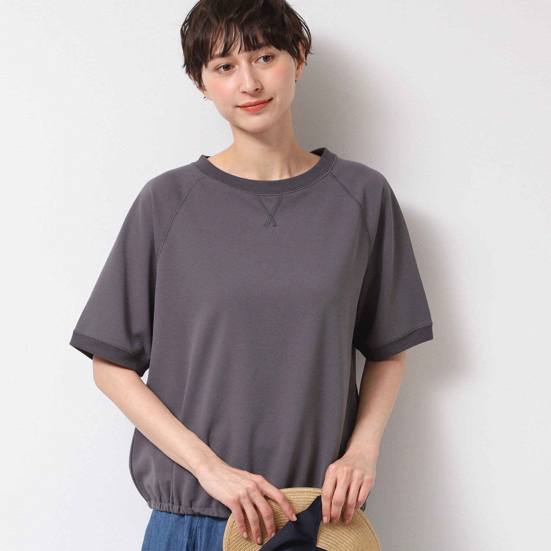 Dessin「【洗える】カットジョーゼットリラクシーブラウス」|Tシャツ・カットソー|チャコールグレー(0