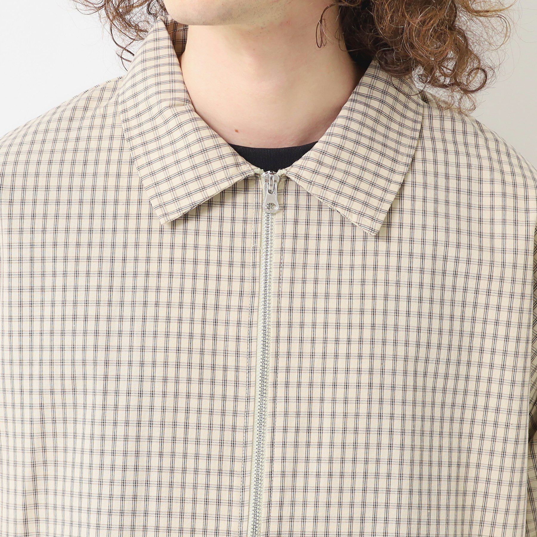 Dessin「【洗える】チェック柄ハーフスリーブブルゾン」|ブルゾン・スタジャン|