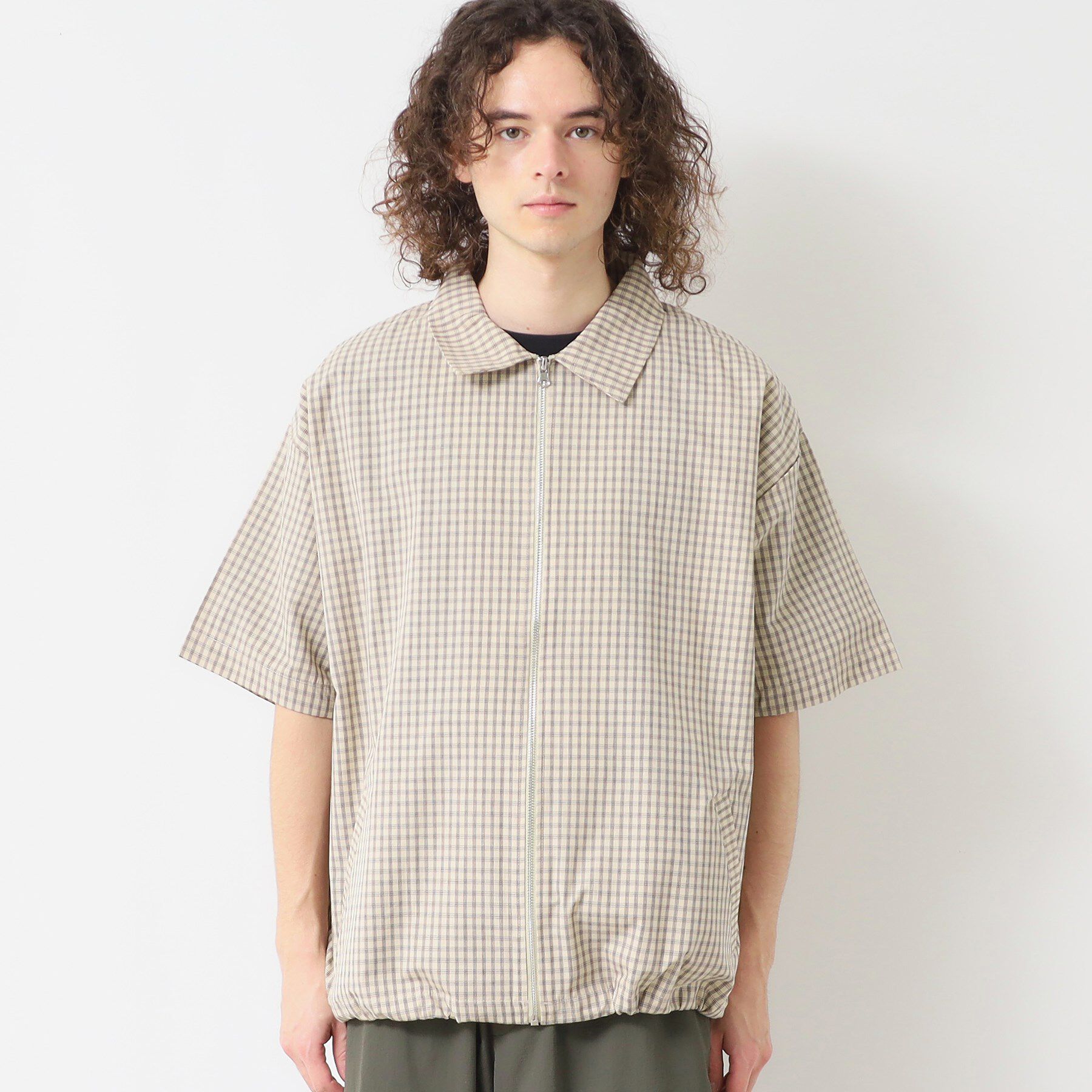 Dessin「【洗える】チェック柄ハーフスリーブブルゾン」|ブルゾン・スタジャン|