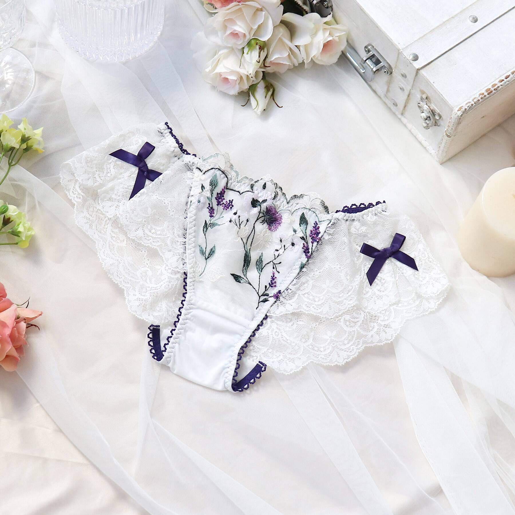 Risa Magli「アンジュ レースショーツ」|インナー|パープル(080)