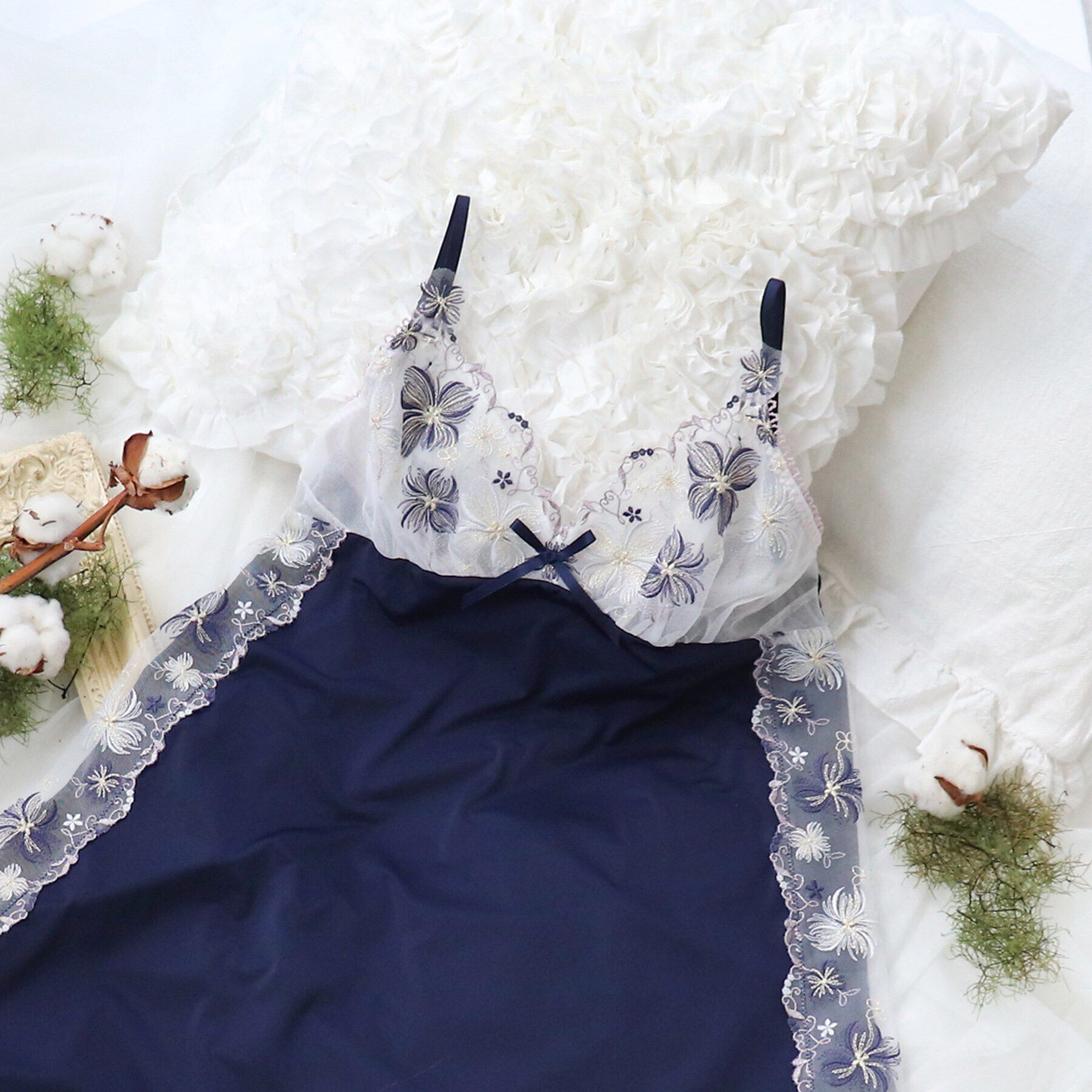 Risa Magli「サンドラ スリップ」|インナー|ネイビー(094)