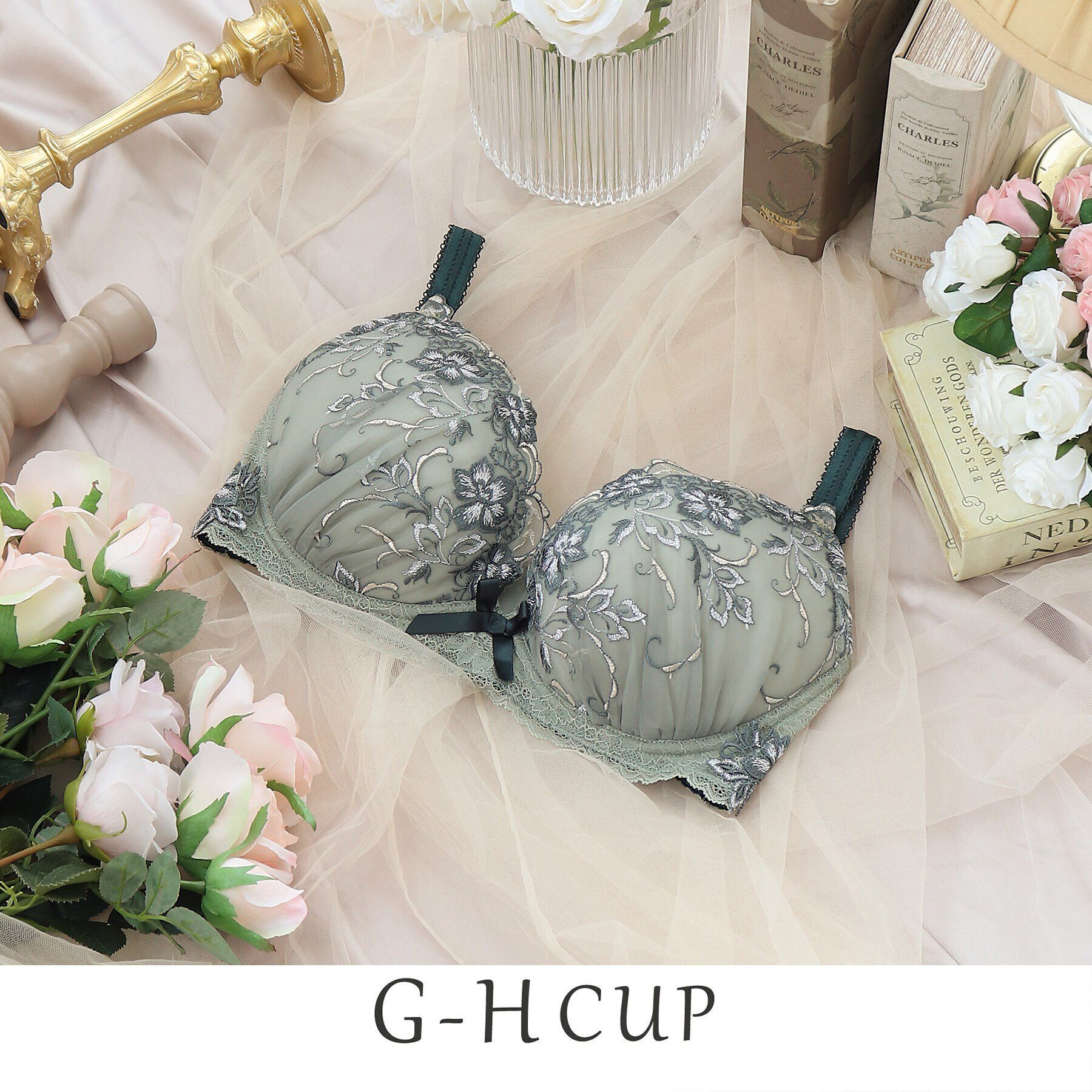 Risa Magli「マリカ ブラジャー」|インナー|グリーン(022)