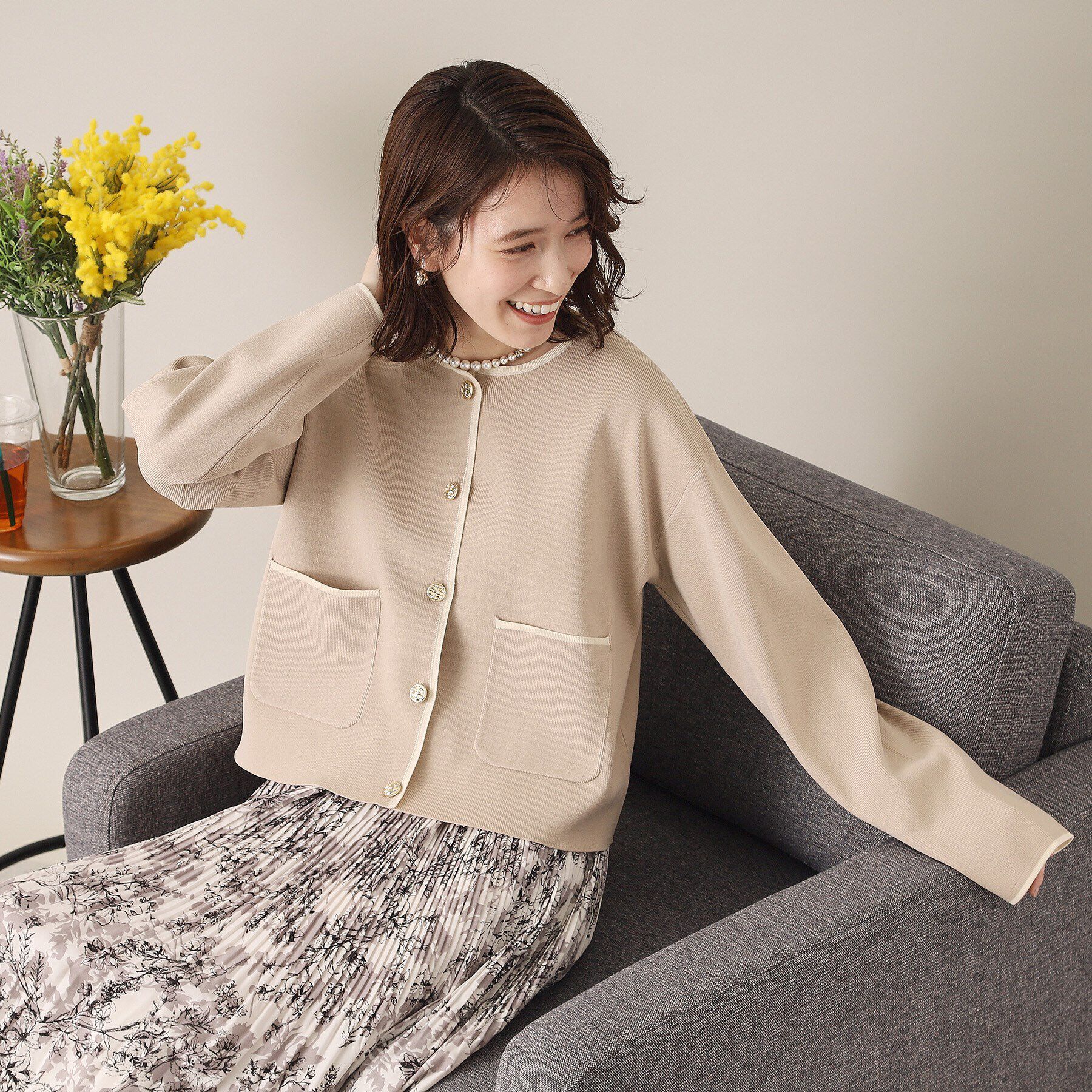 ITS&rsquo;DEMO「【通勤／手洗い可】配色ニットカーデ」|カーディガン|