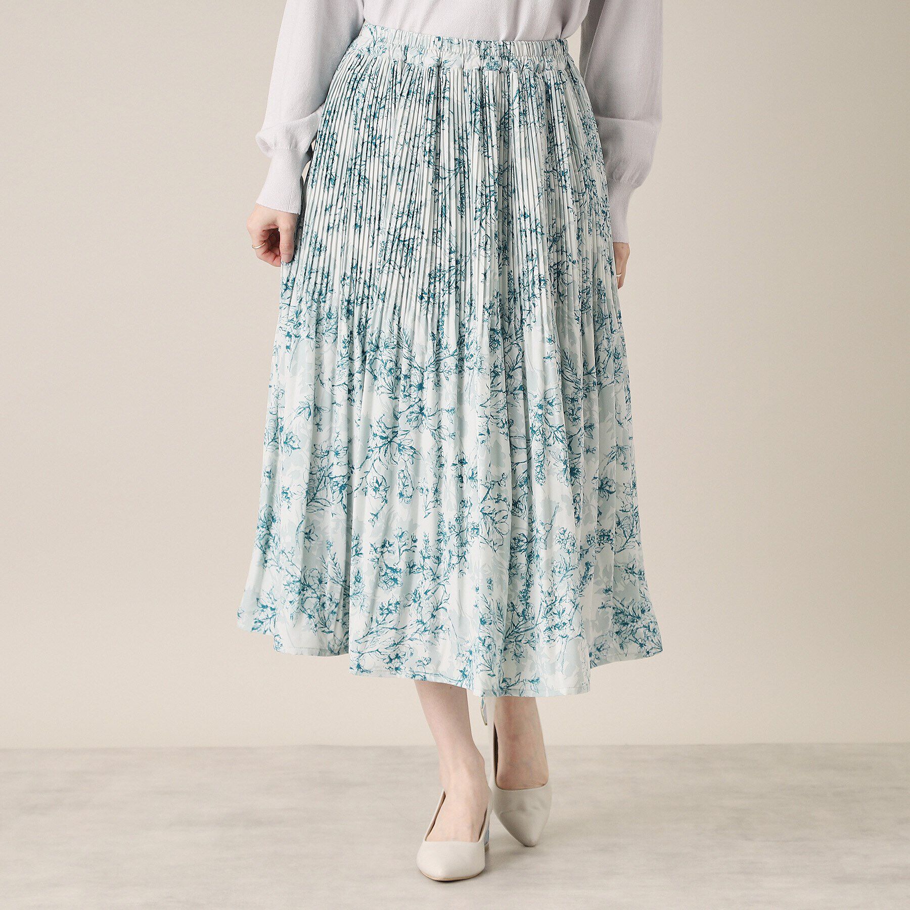 ITS&rsquo;DEMO「【通勤／手洗い可／ウエスト総ゴム】花柄プリーツスカート」|スカート|