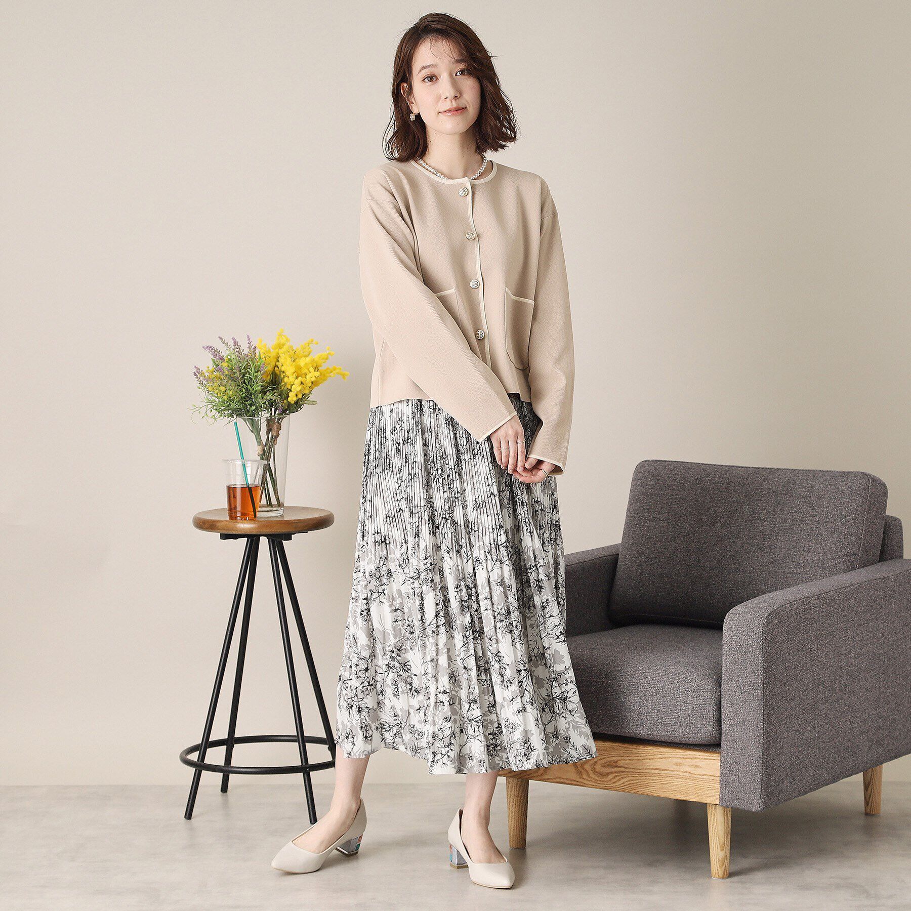 ITS&rsquo;DEMO「【通勤／手洗い可／ウエスト総ゴム】花柄プリーツスカート」|スカート|