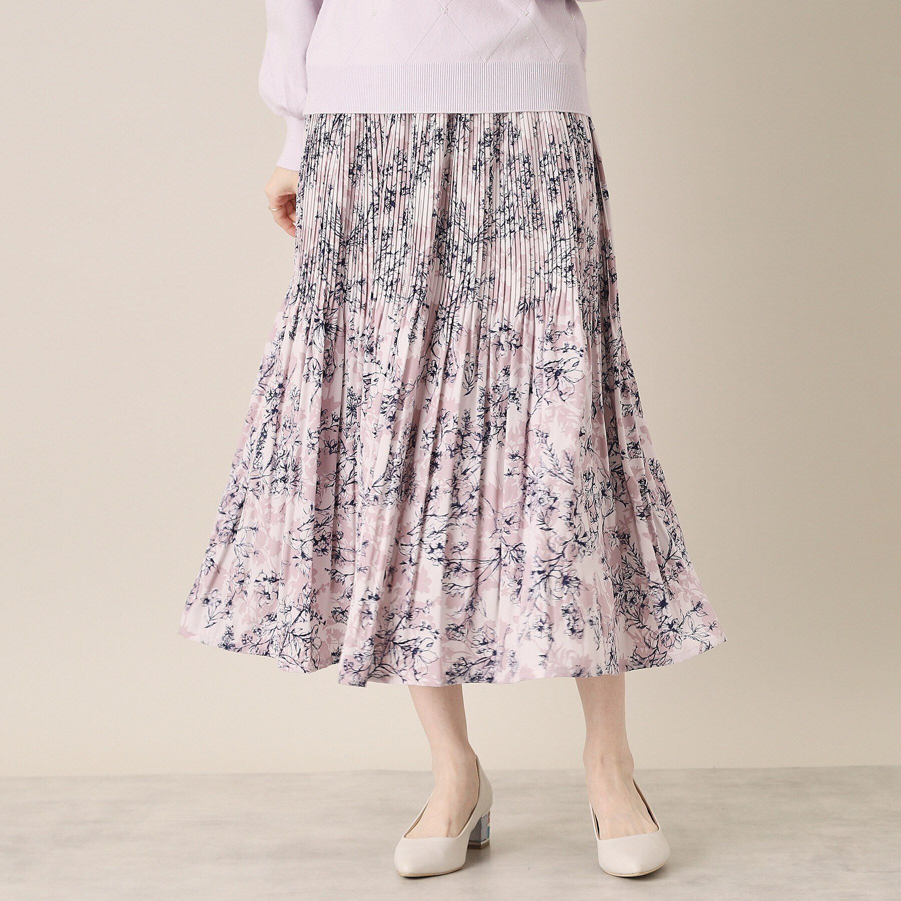 ITS&rsquo;DEMO「【通勤／手洗い可／ウエスト総ゴム】花柄プリーツスカート」|スカート|ピンク(171)