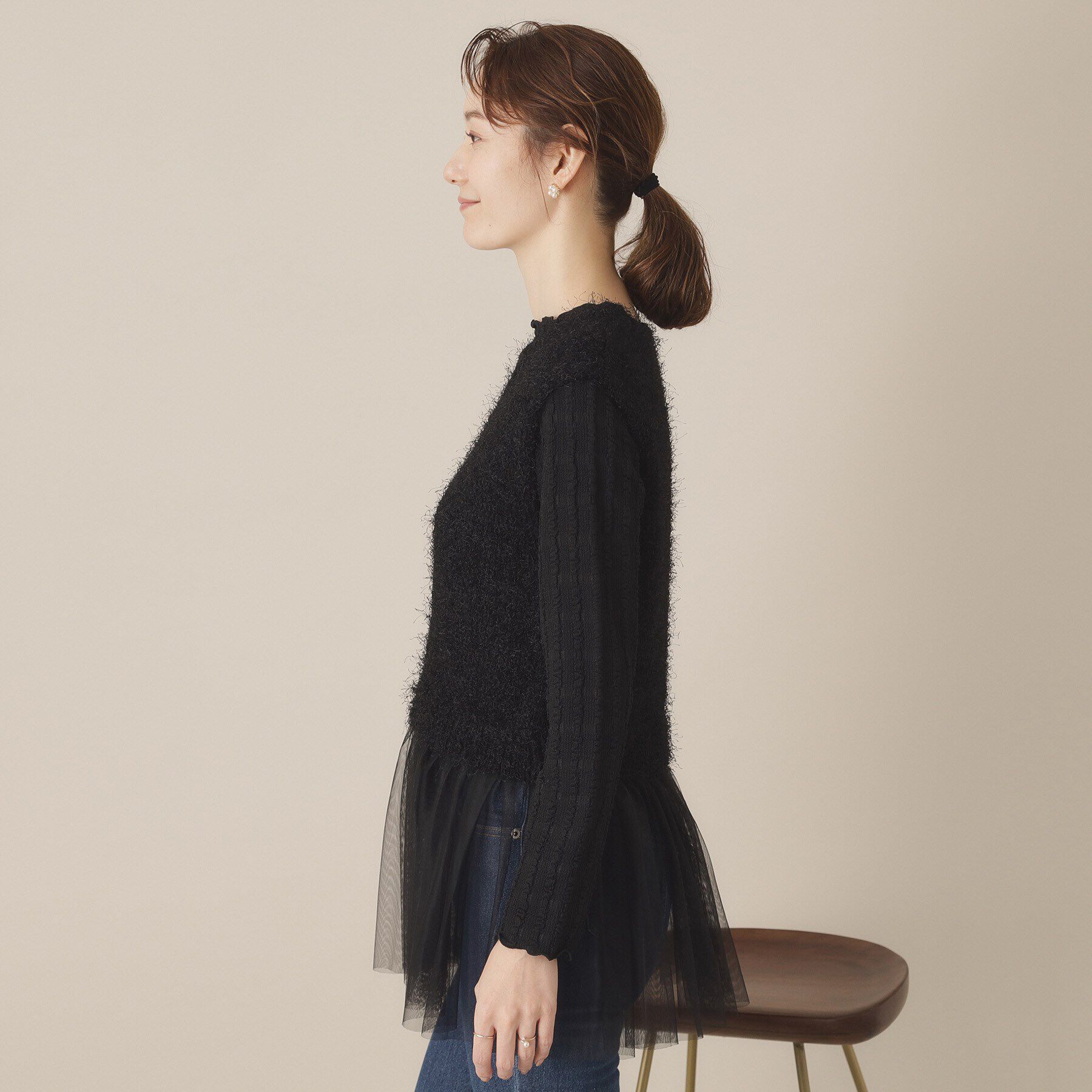 ITS&rsquo;DEMO「【手洗い可】ニット&times;チュールジレ」|ベスト・ジレ|