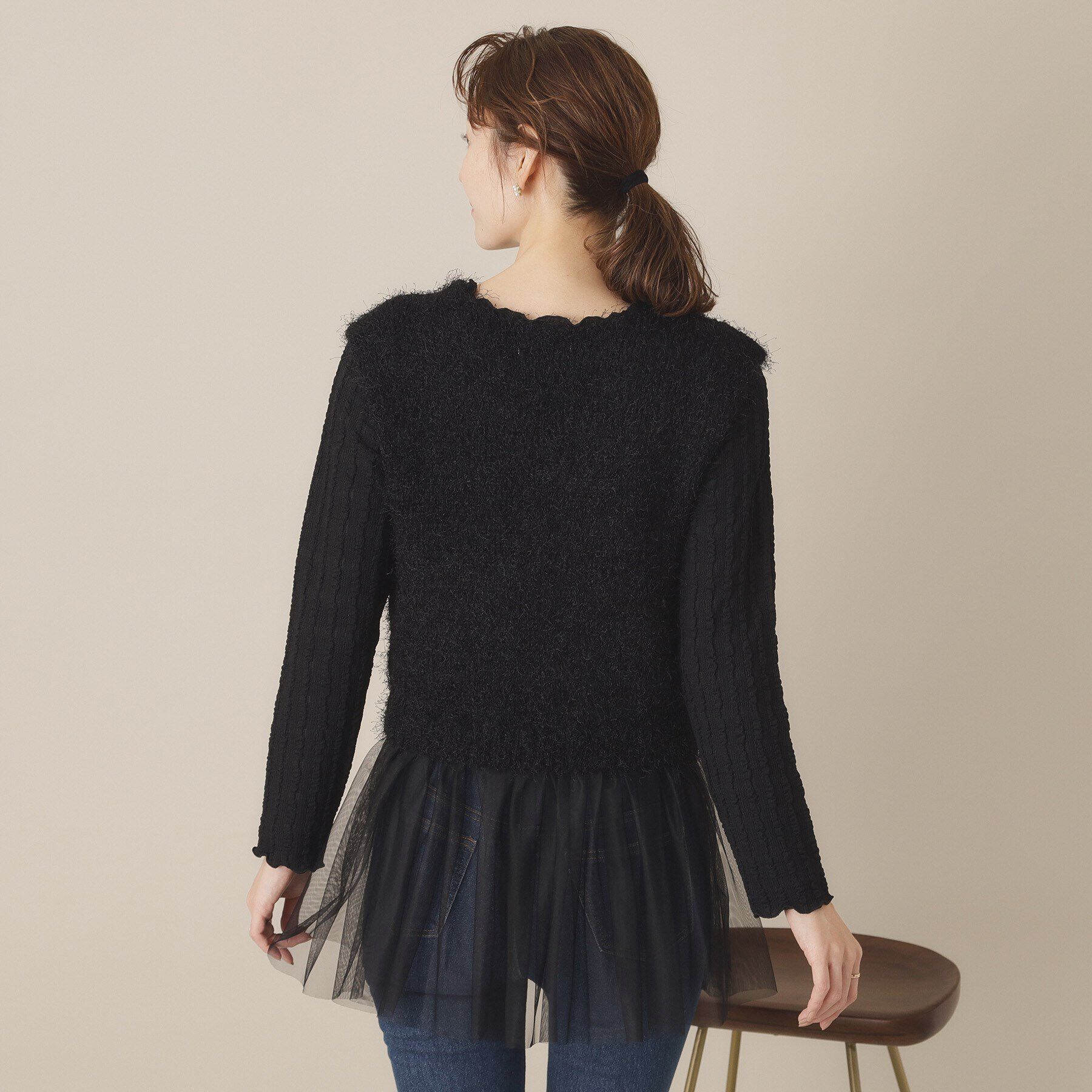 ITS&rsquo;DEMO「【手洗い可】ニット&times;チュールジレ」|ベスト・ジレ|