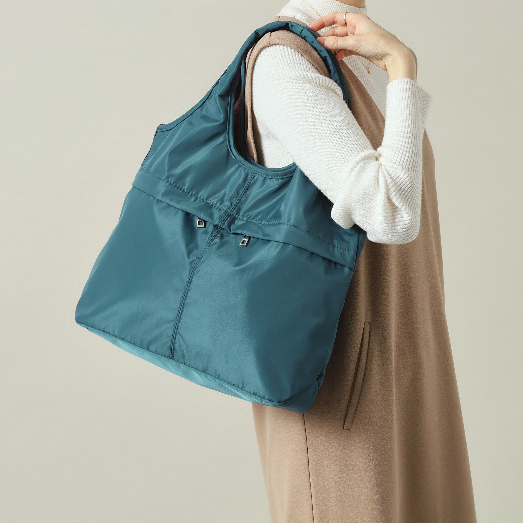 ITS&rsquo;DEMO「【2WAY】高密度バルーン10Pトート」|トートバッグ|ブルーグリーン(09