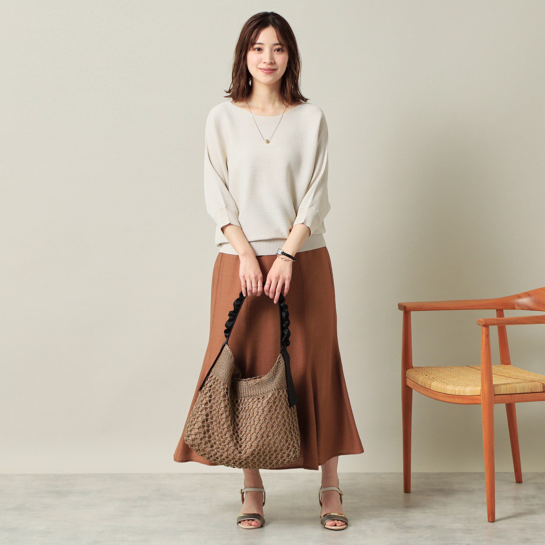 ITS&rsquo;DEMO「コード編みフリルワンハンドルトート」|トートバッグ|