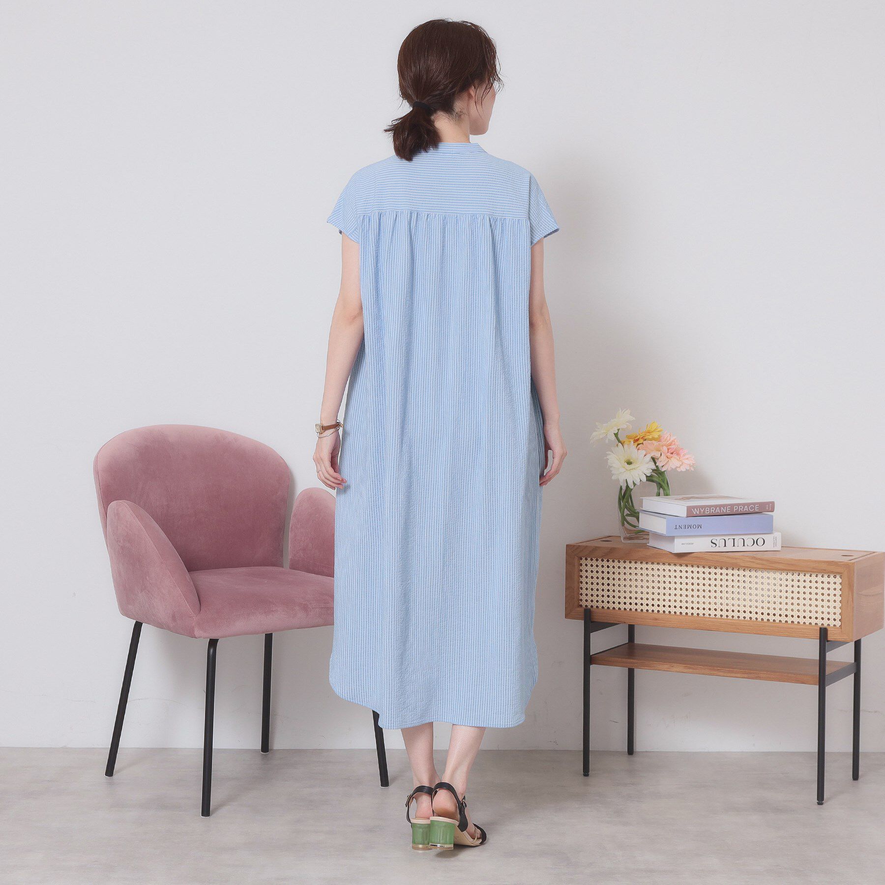 ITS&rsquo;DEMO「【洗濯機OK／洗濯後しわになりにくい】カットサッカー前開きワンピース」|ワンピース|