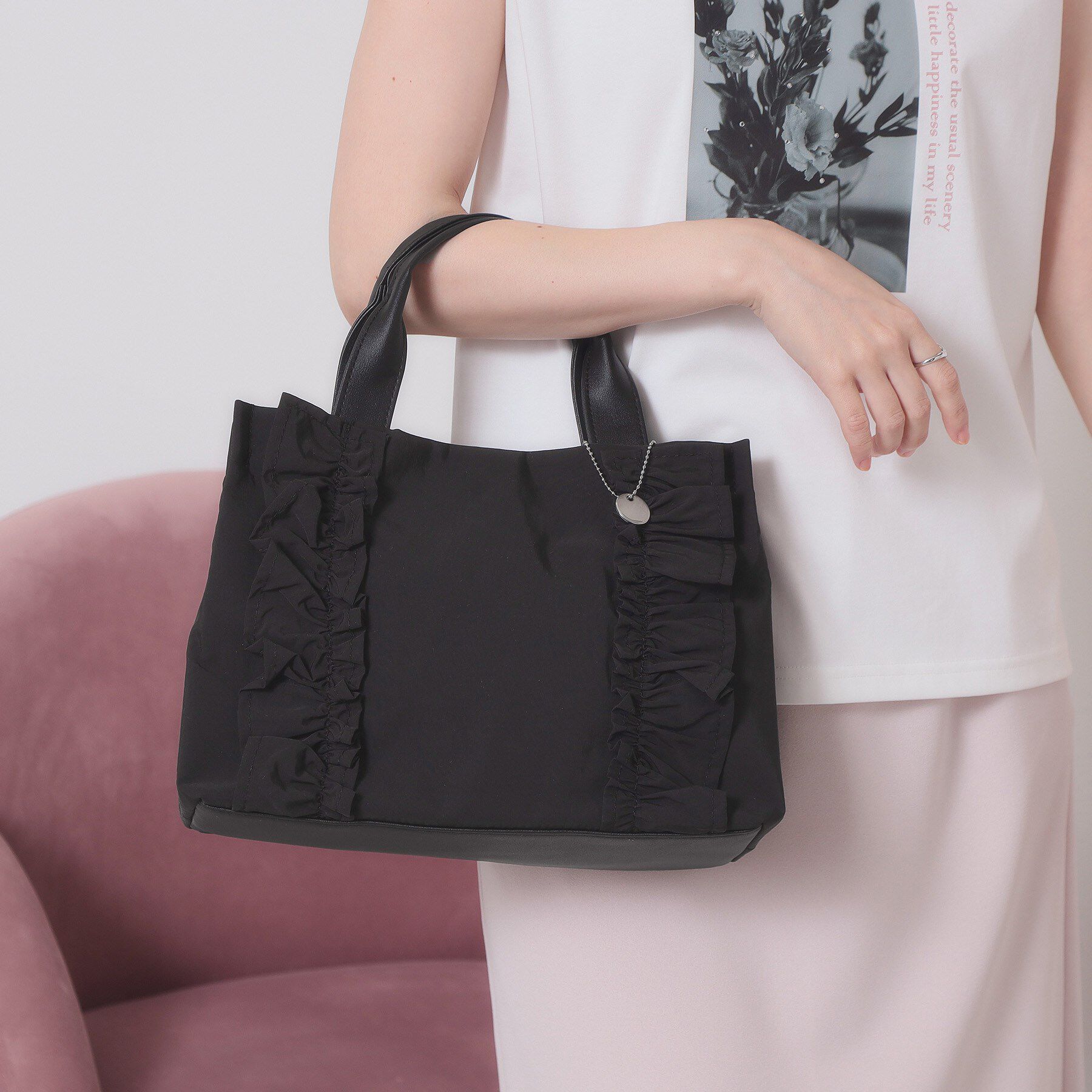 ITS&rsquo;DEMO「フリルミニトート」|ハンドバッグ|ブラック(019)