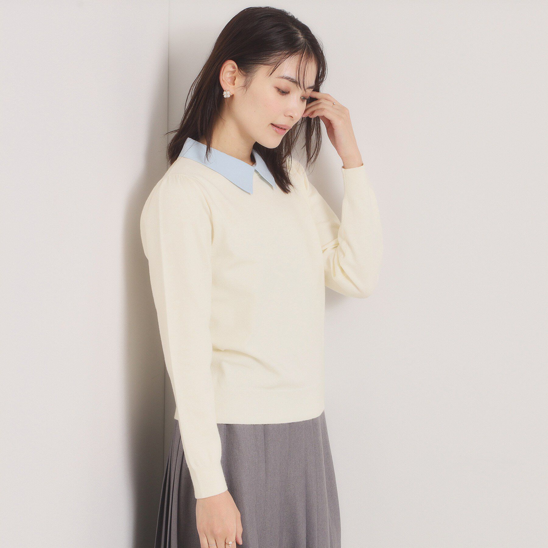 ITS&rsquo;DEMO「【手洗い可】シャツ襟付きニット」|ニット・セーター|