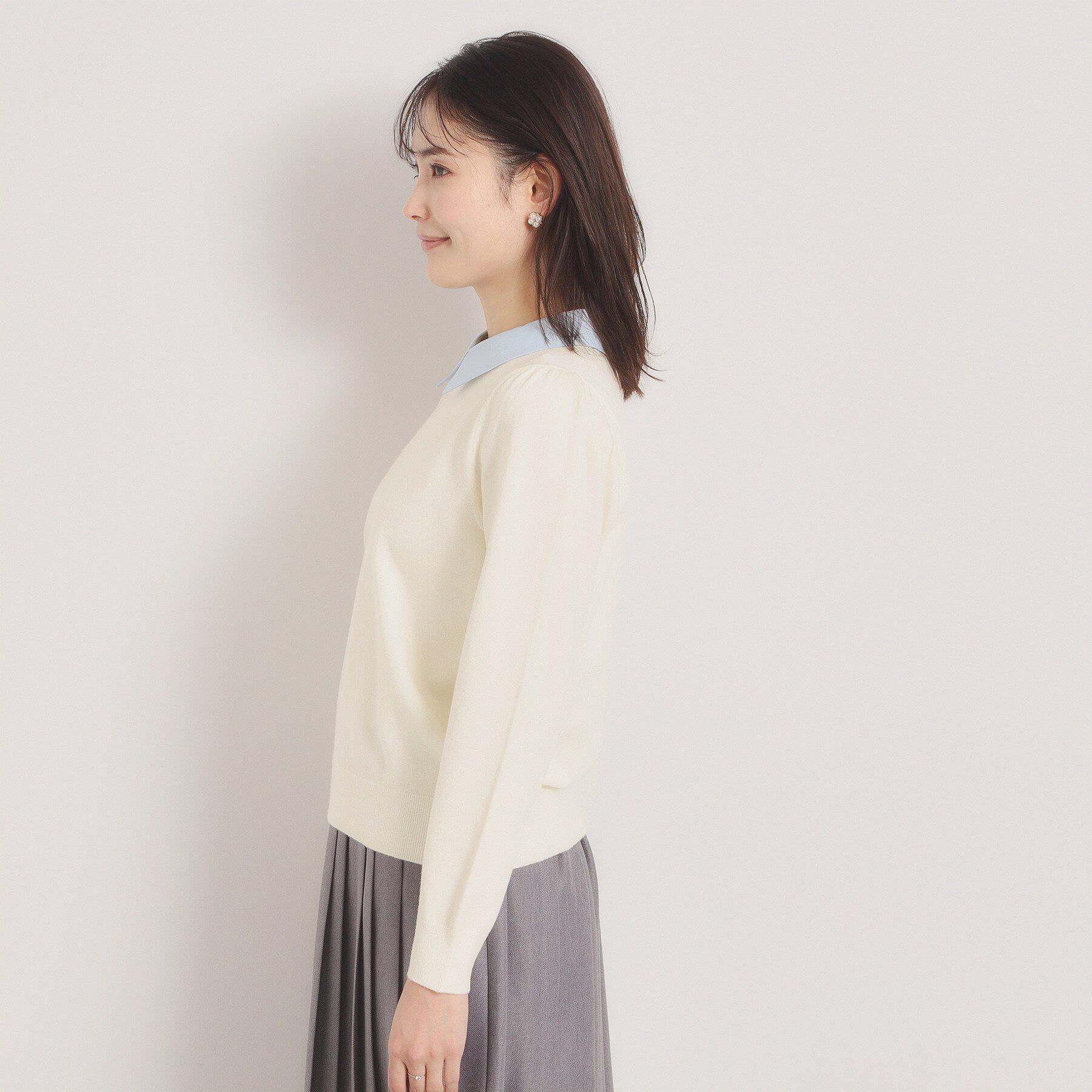 ITS&rsquo;DEMO「【手洗い可】シャツ襟付きニット」|ニット・セーター|