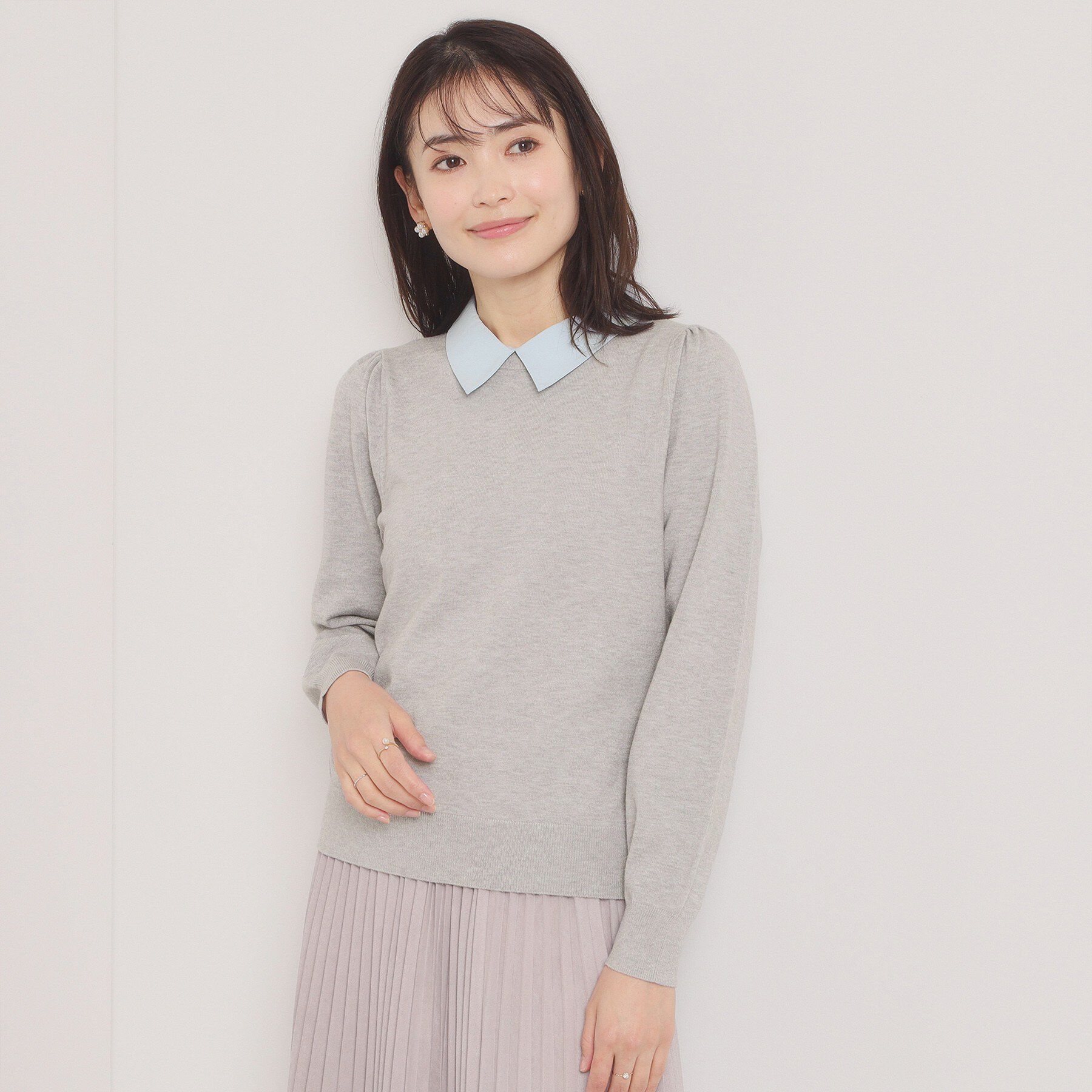 ITS&rsquo;DEMO「【手洗い可】シャツ襟付きニット」|ニット・セーター|