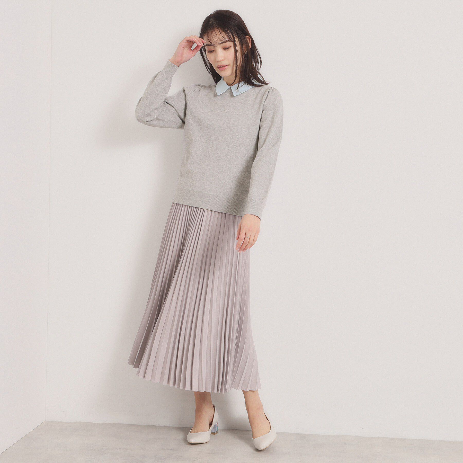 ITS&rsquo;DEMO「【手洗い可】シャツ襟付きニット」|ニット・セーター|