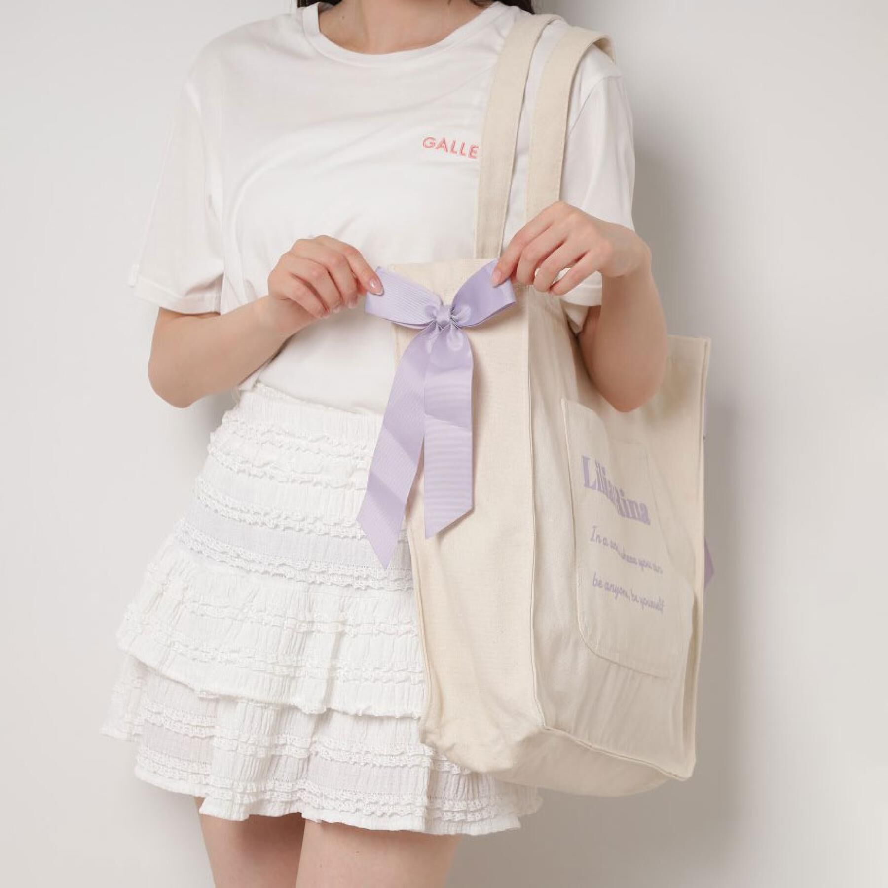Ober Tashe「【新色入荷】推し活にもぴったり！リリアンリーナサイドリボントートバッグ」|トートバッグ|パープル(083)
