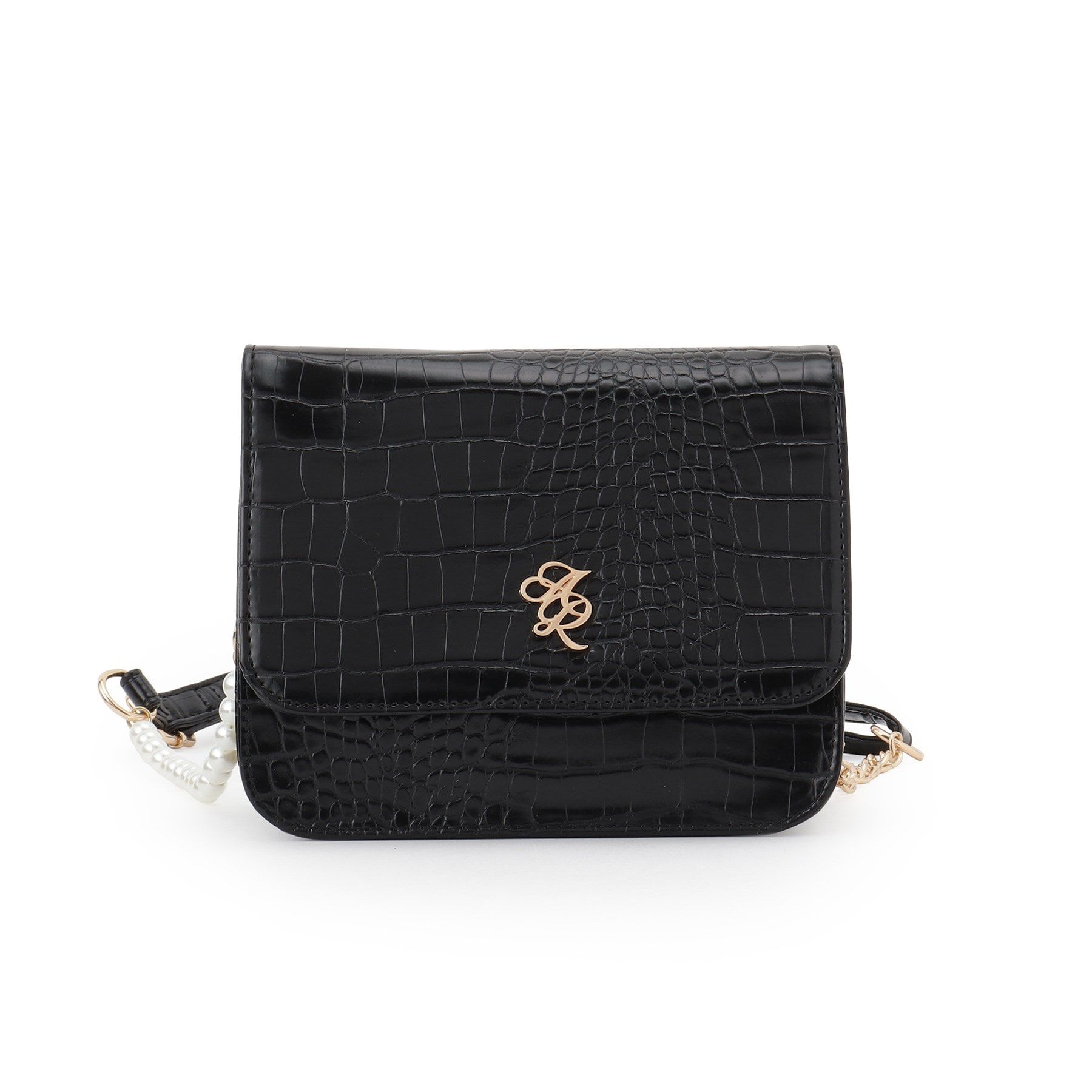 Ober Tashe「フェイクパール&times;チェーンベルト ミニショルダー」|ショルダー・メッセンジャー|ブラック(619)