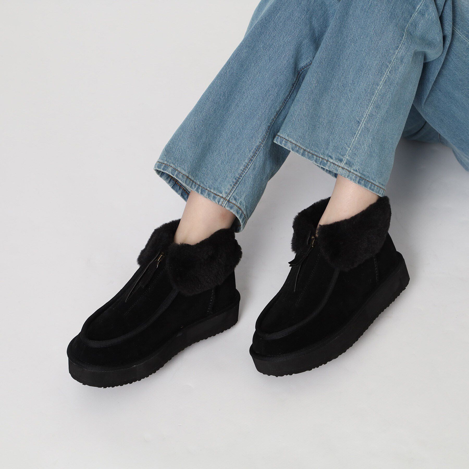 ESPERANZA「フロントジップボアショートブーツ」|ショートブーツ|