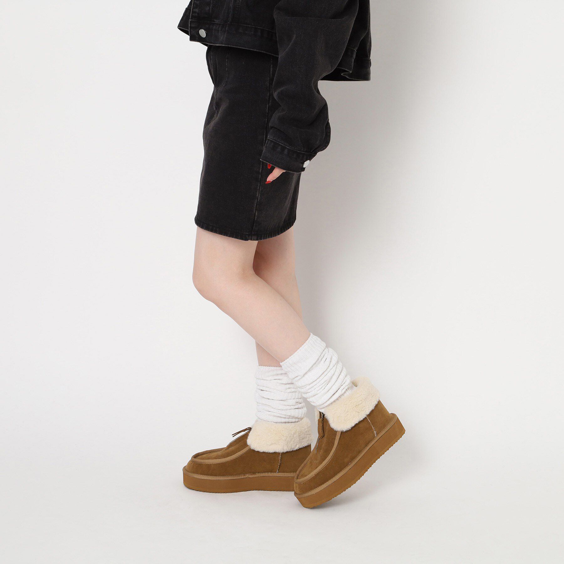 ESPERANZA「フロントジップボアショートブーツ」|ショートブーツ|