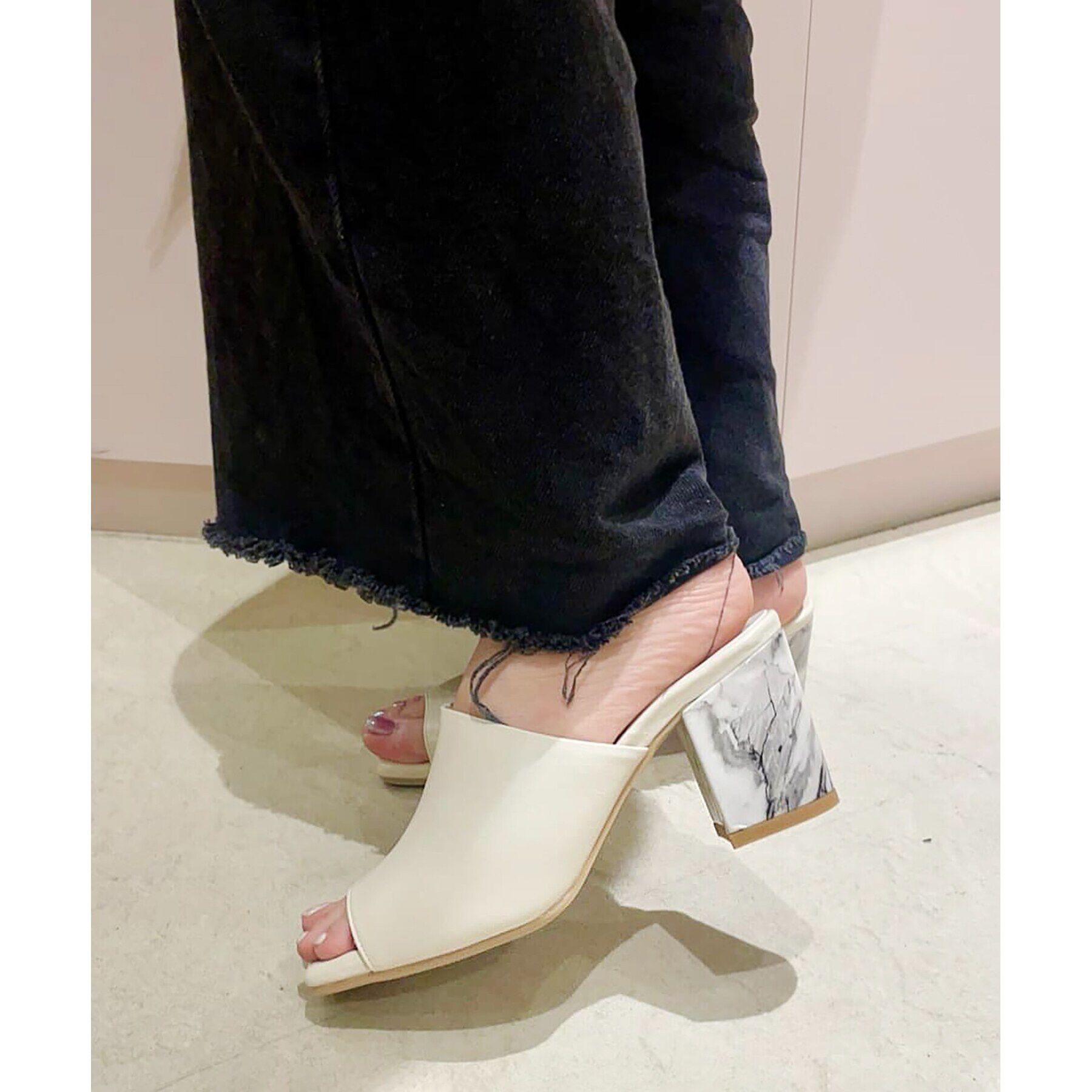 ESPERANZA「スクエアトゥブロックヒールサンダル 24SS」|サンダル|